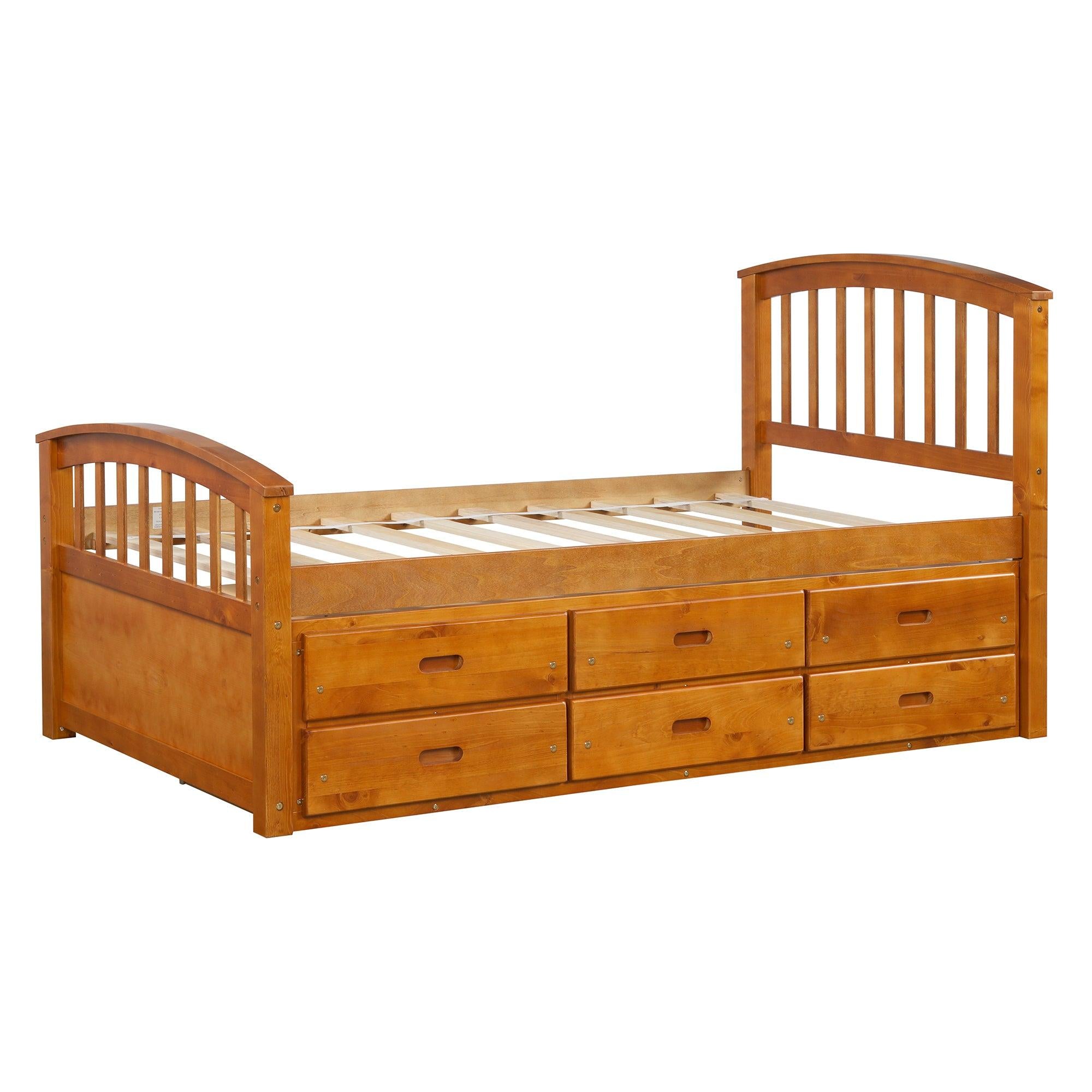 Twin Size PlatformStorage Bed Solid Wood Bed with 6 Drawers