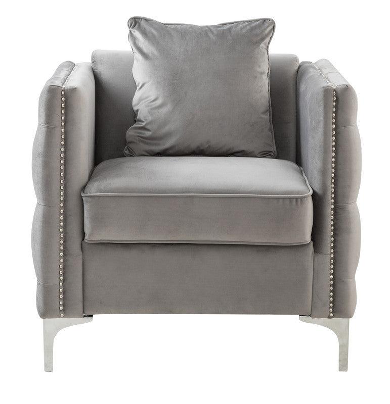 Bayberry Gray Velvet Sofa Loveseat Chair Living Room Set