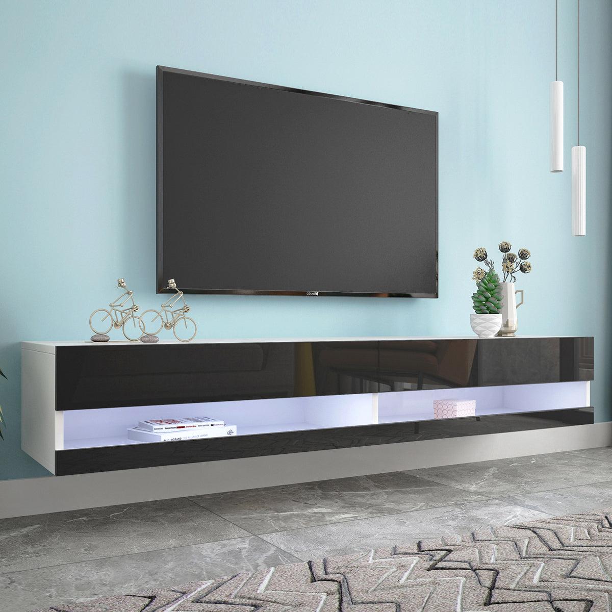 180 Wall Mounted Floating 80" TV Stand with 20 Color LEDs