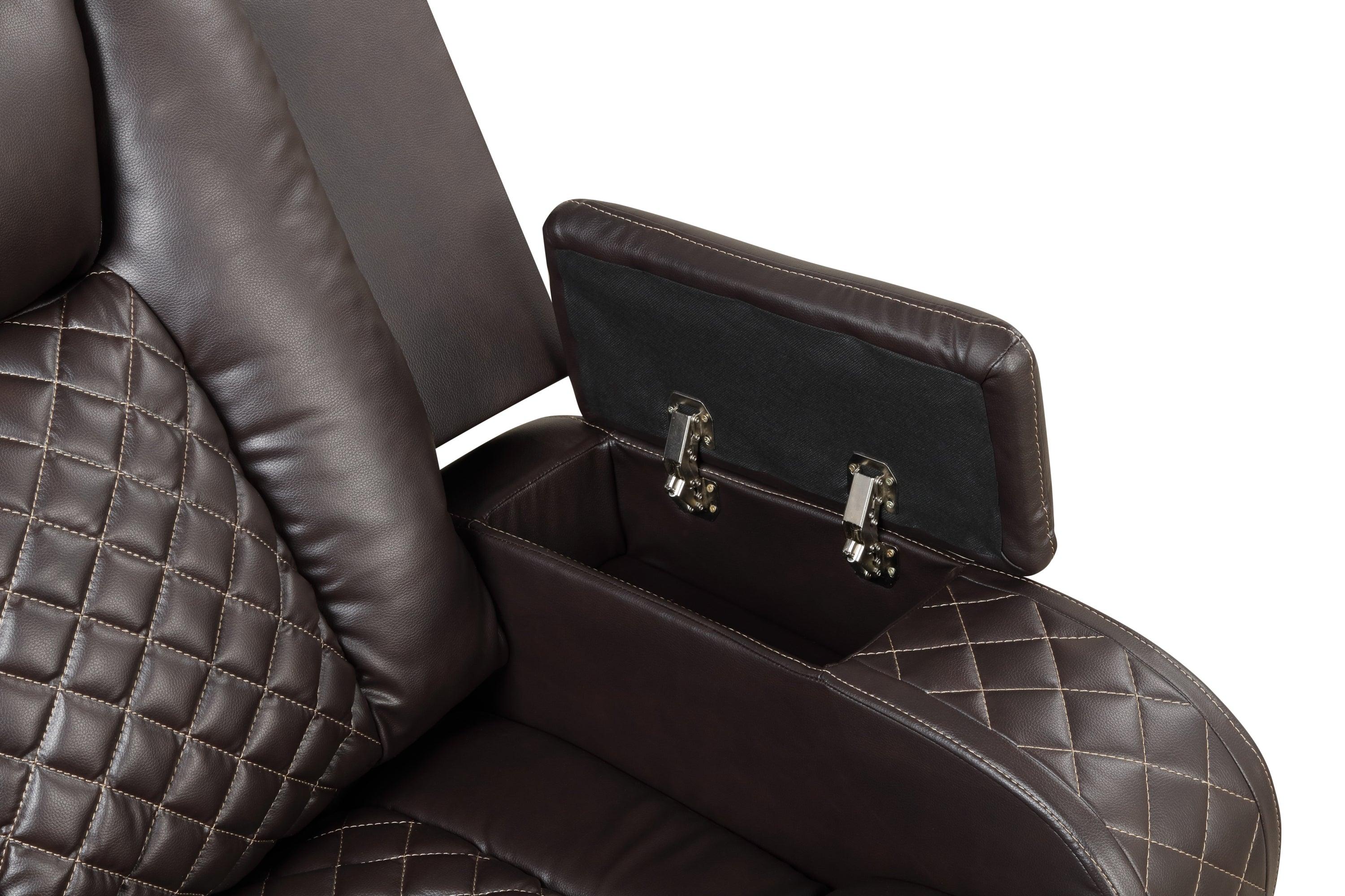 Benz LED & Power Reclining Loveseat Made With Faux Leather in Brown