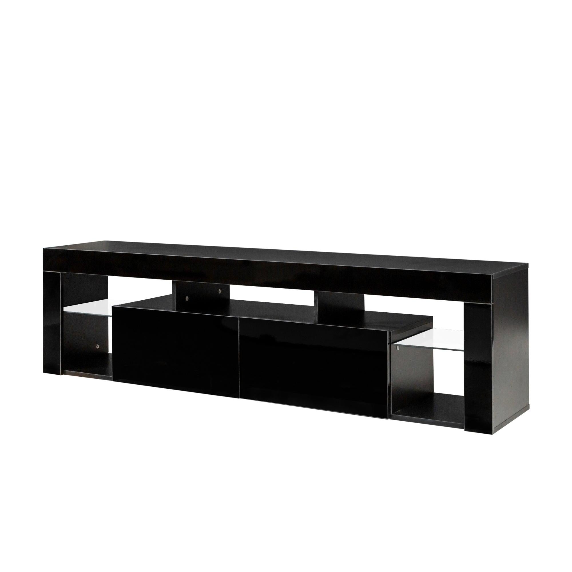 FURNITURE & RUGS TV Stand 160 LED Wall Mounted Floating 63" TV Stand (black)