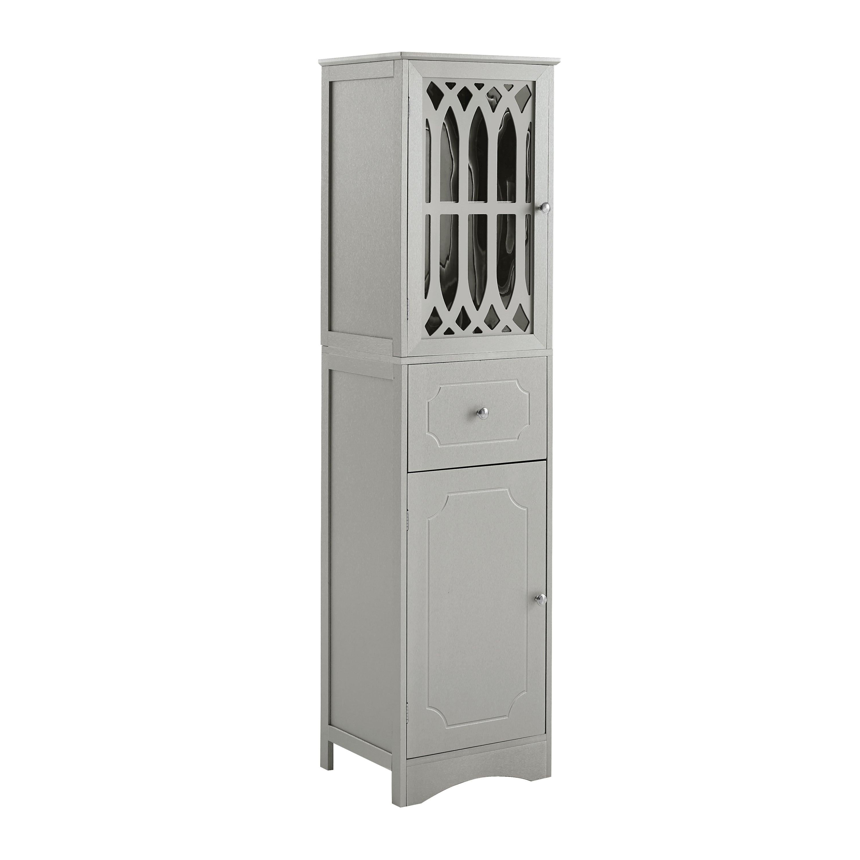 Tall Bathroom Cabinet, FreestandingStorage Cabinet with Drawer and Doors, MDF Board, Acrylic Door, Adjustable Shelf, Grey