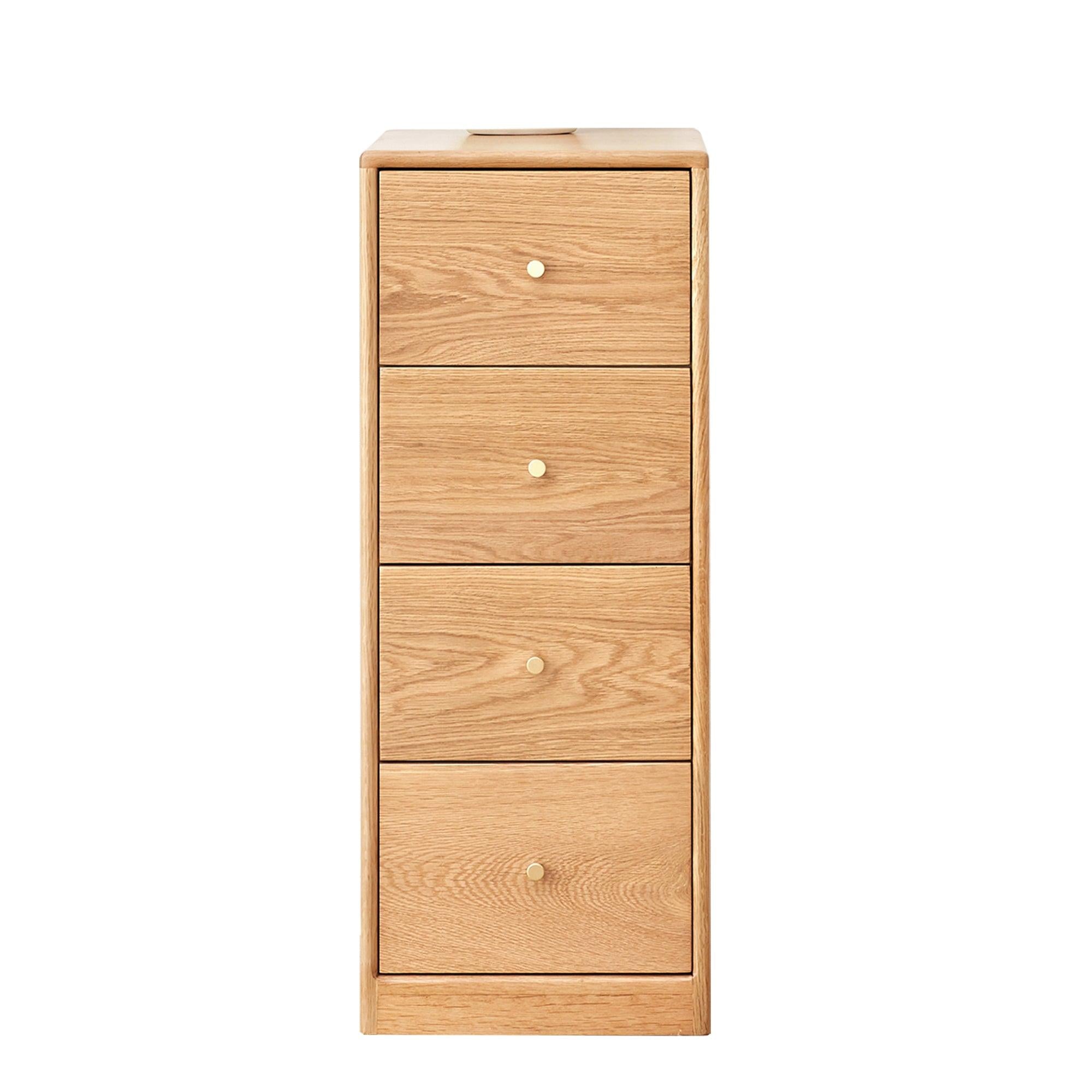 Solid Oak Bedside TableStorage Cabinet for Living Room - Free-Standing Corner CabinetsStorage Table-Four Drawers image