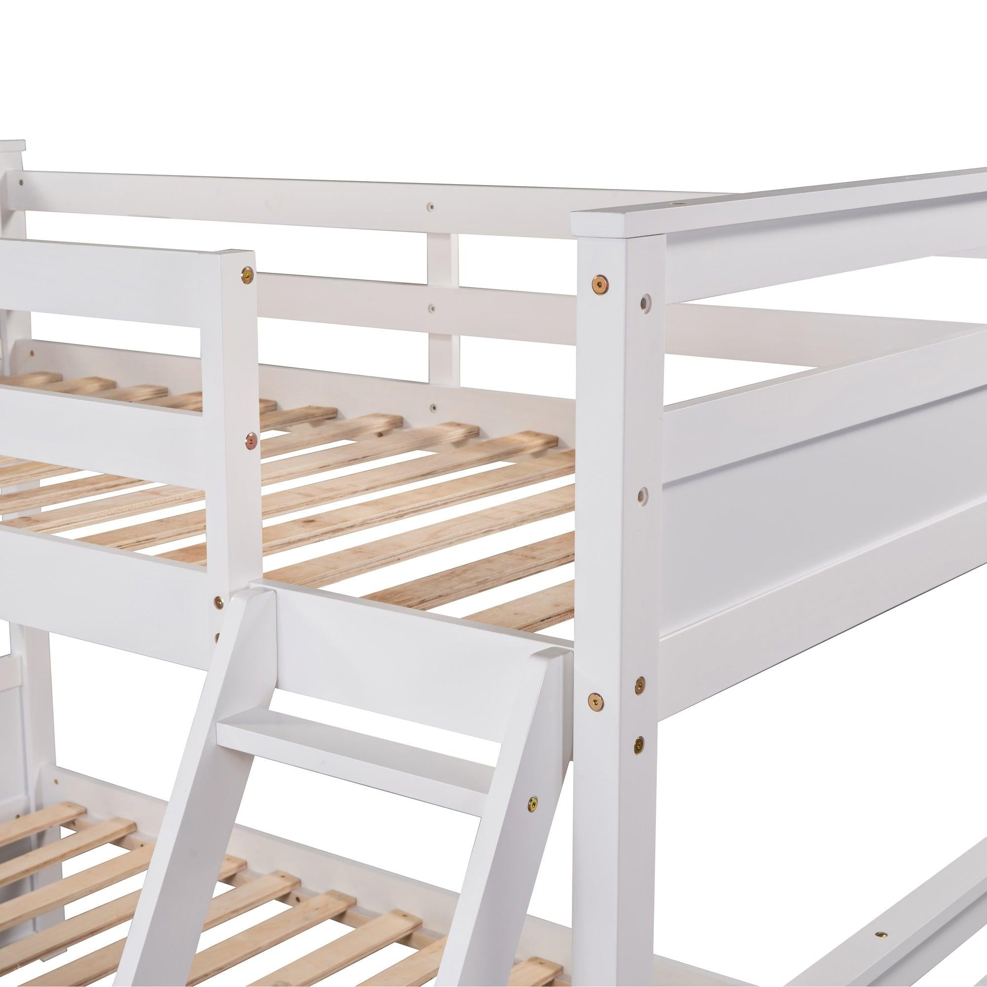 Twin over Full Bunk Bed withStorage - White