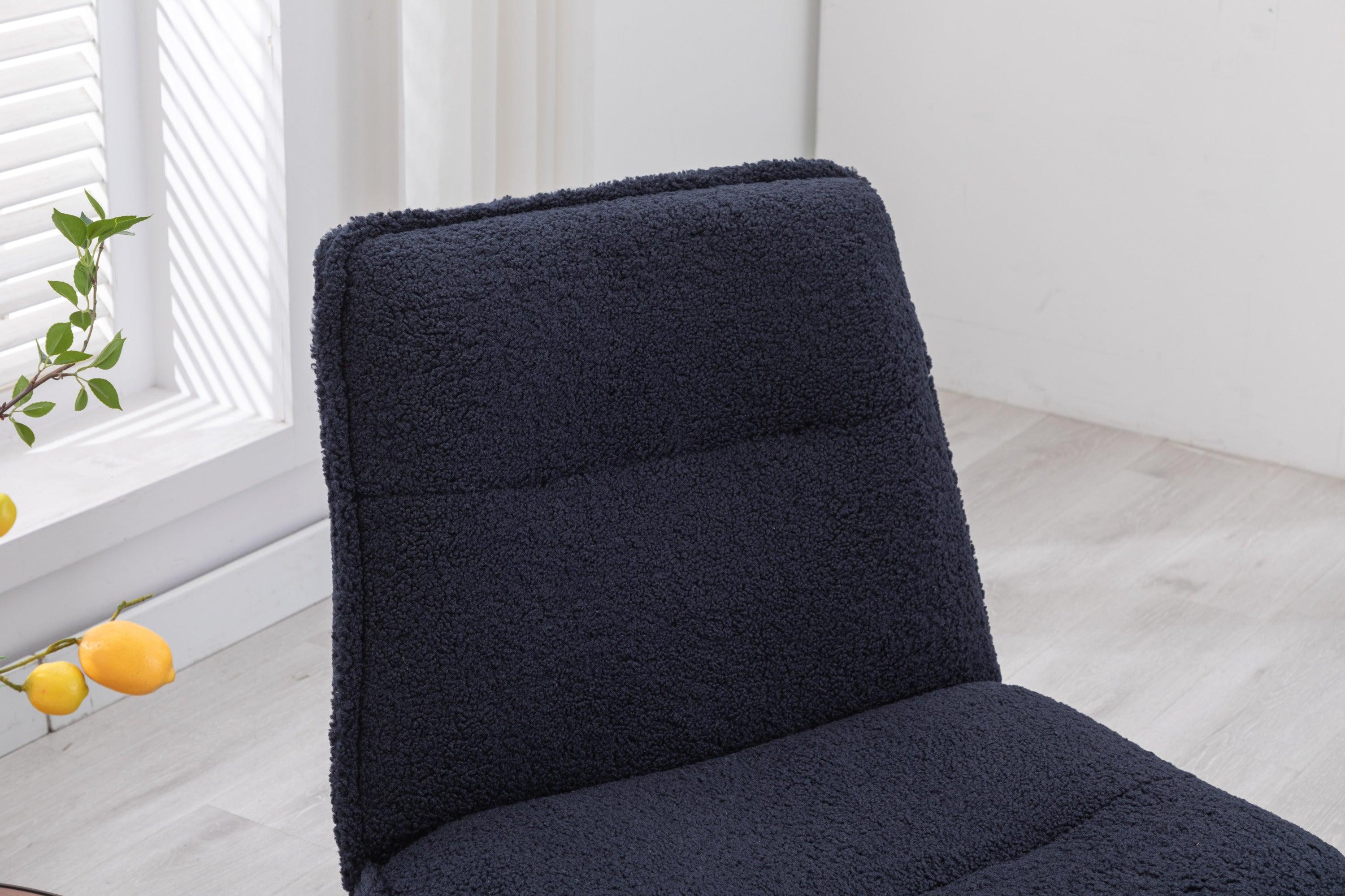 Modern Teddy Fabric Accent Armless Chair For Living room Indoor,Dark blue