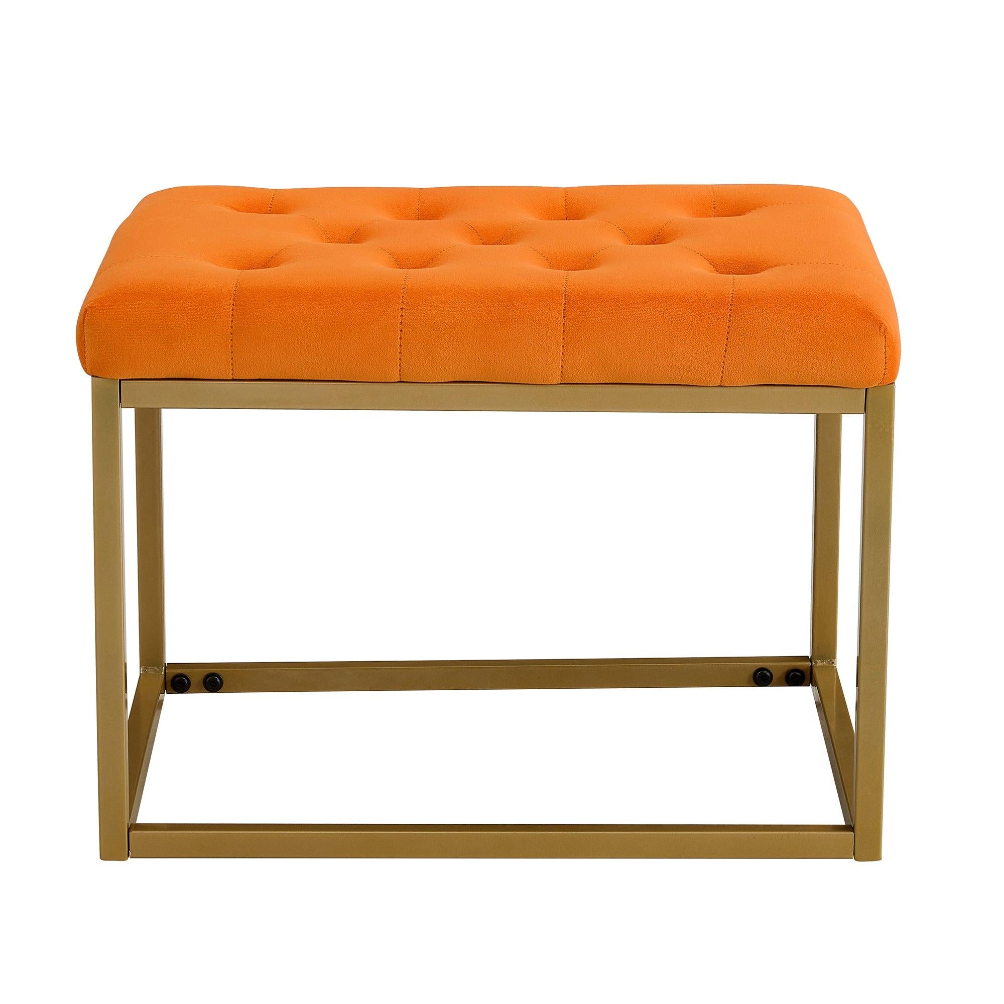 Chair VelvetShoe Changing Stool, Orange Footstool, Square Vanity Chair, Sofa stool,Makup Stool .Vanity Seat ,Rest stool. Piano Bench .Suitable for Clothes Shop,Living Room