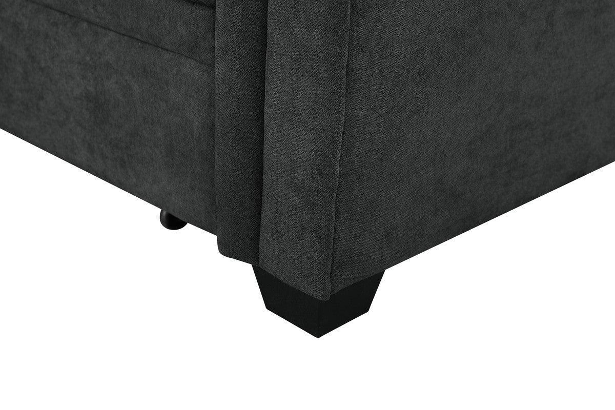 Kinsley Dark Gray Woven Fabric Sleeper Sectional Sofa Chaise with USB Charger and Tablet Pocket