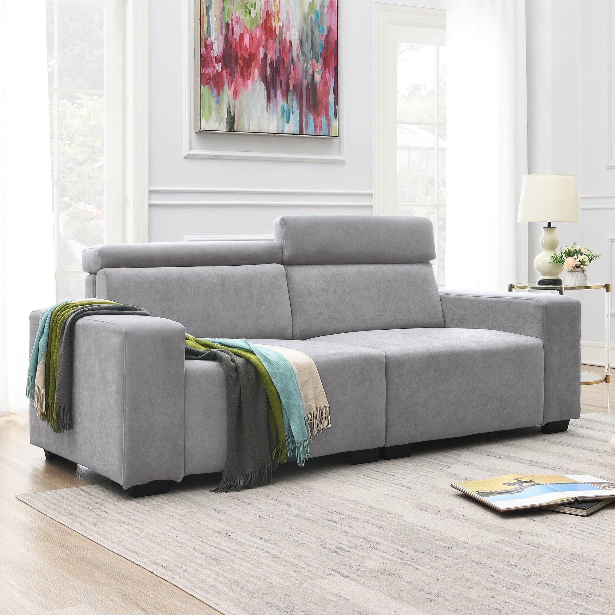 87*34.2'' 2-Seater Sectional Sofa Couch with Multi-Angle Adjustable Headrest, Spacious and Comfortable Velvet Loveseat for Living Room,Studios, Salon,3 Colors image