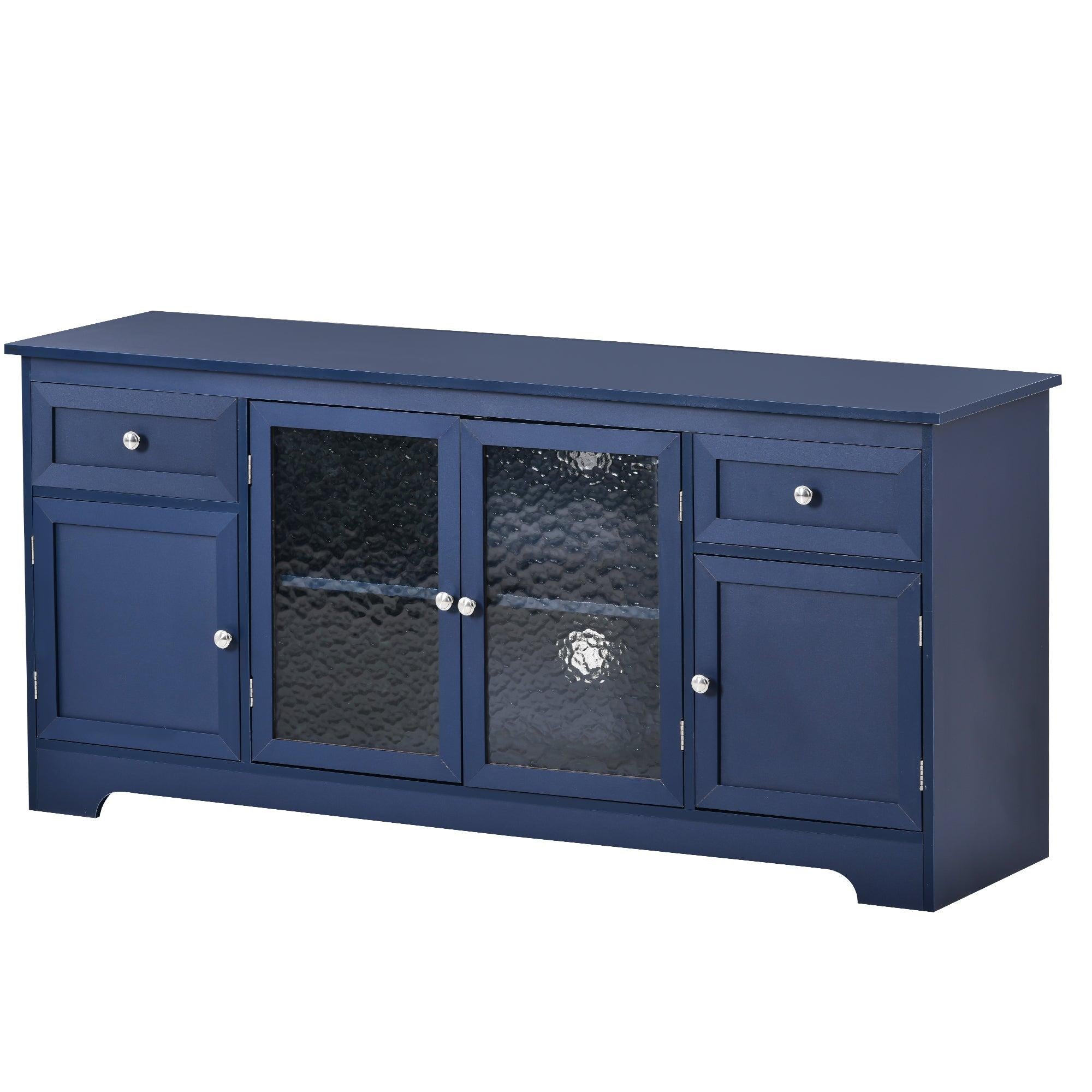 TV Stand for TV up to 65in with 4 Doors Adjustable Panels Open Style Cabinet, Sideboard for Living room, Navy