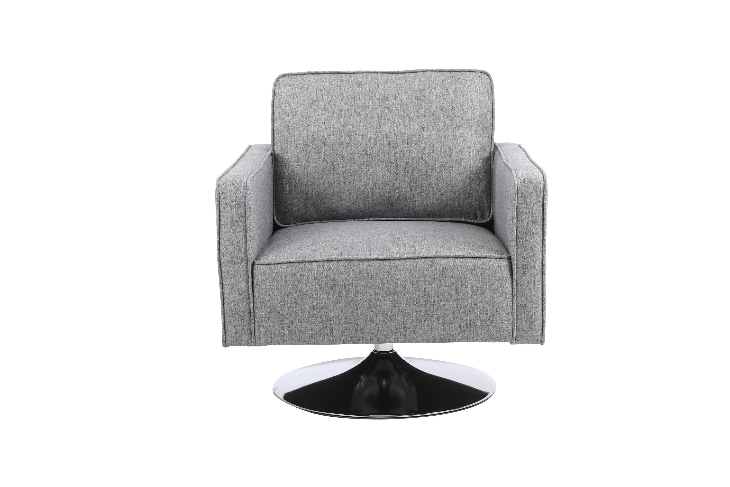 Modern Linen Swivel Accent Chair ，Comfy Armchair with 360 Degree Swiveling for Living Room, Bedroom, Reading Room, Home Office (Light Grey)