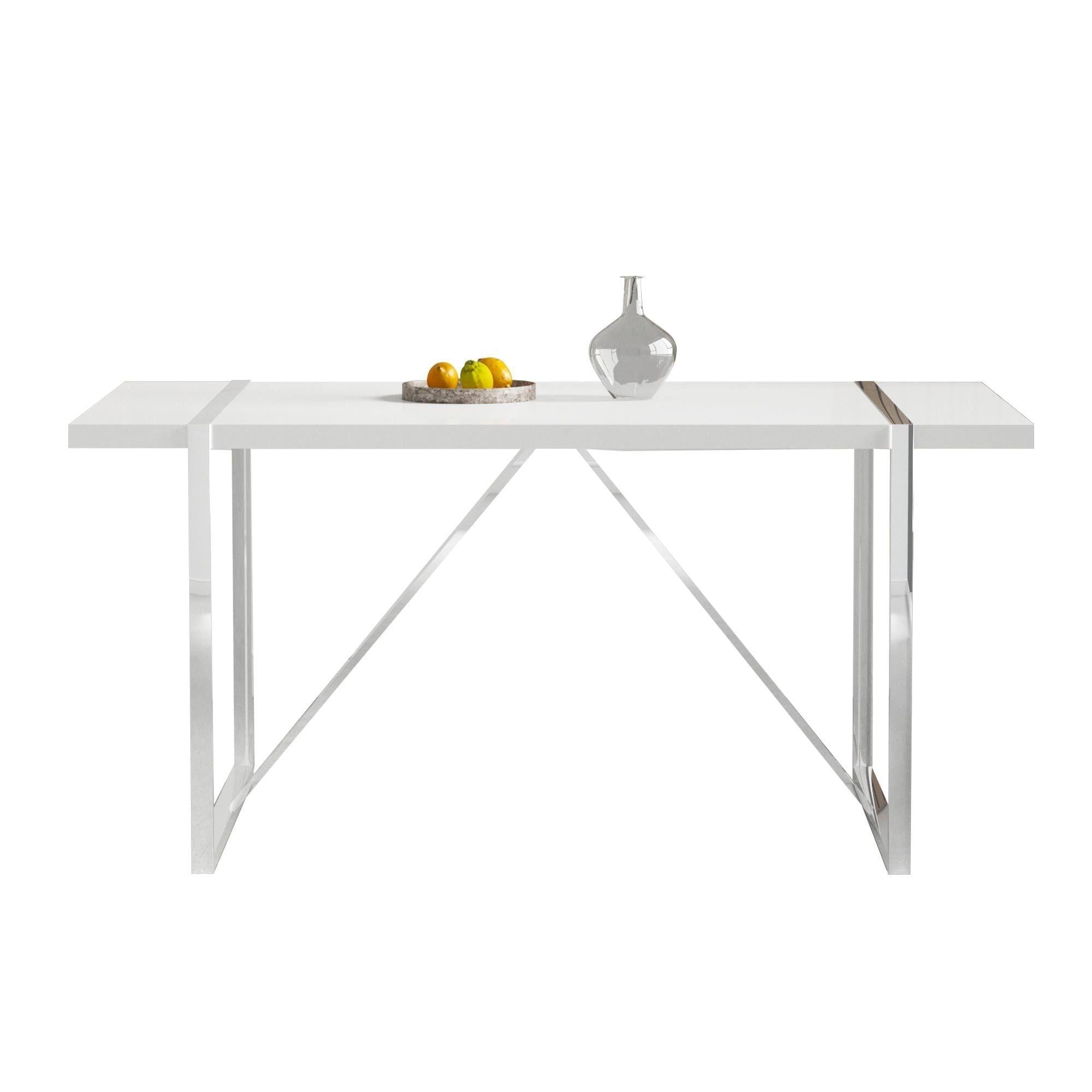 Dining Table.Rustic Industrial Rectangular MDF Wood White Dining Table For 4-6 Person, With 1.6" Thick Engineered Wood Tabletop and plating Metal Legs, For writing DeskKitchen terrace Dining  Room