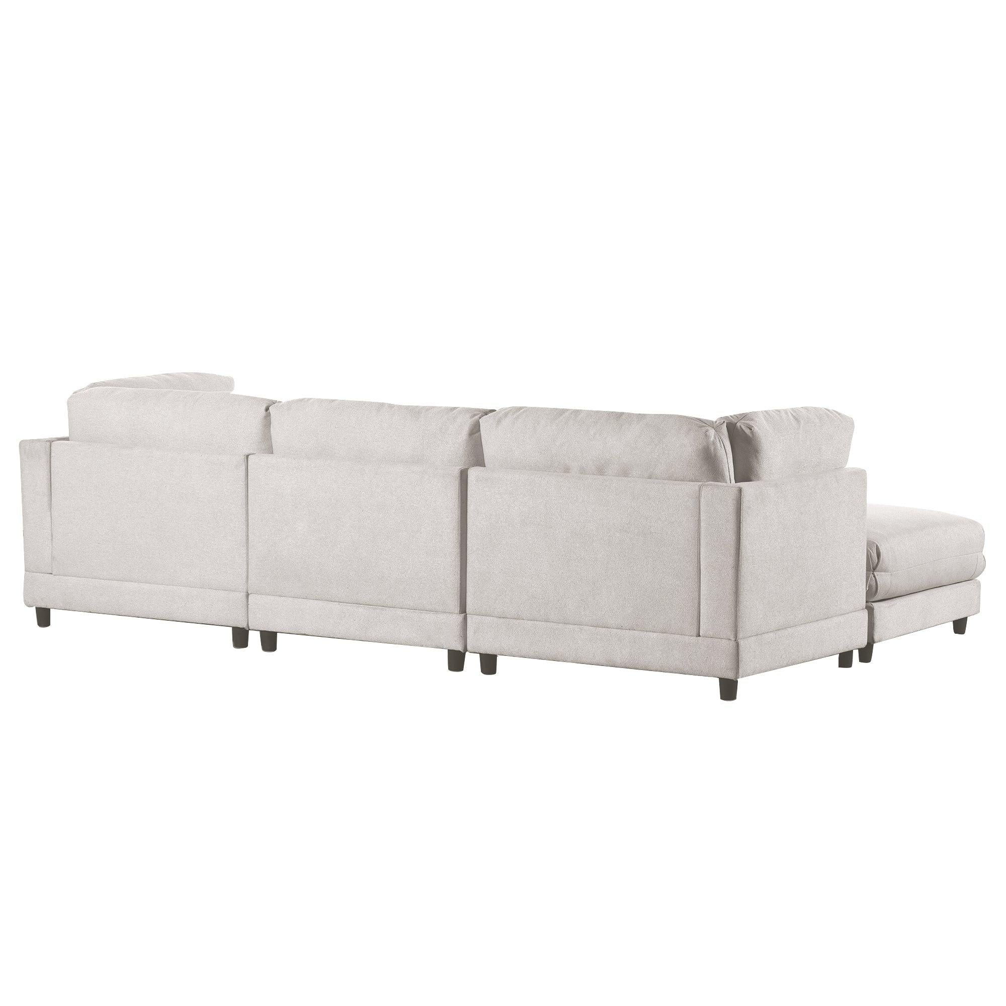 2 Pieces L shaped Sofa with Removable Ottomans and comfortable waist pillows