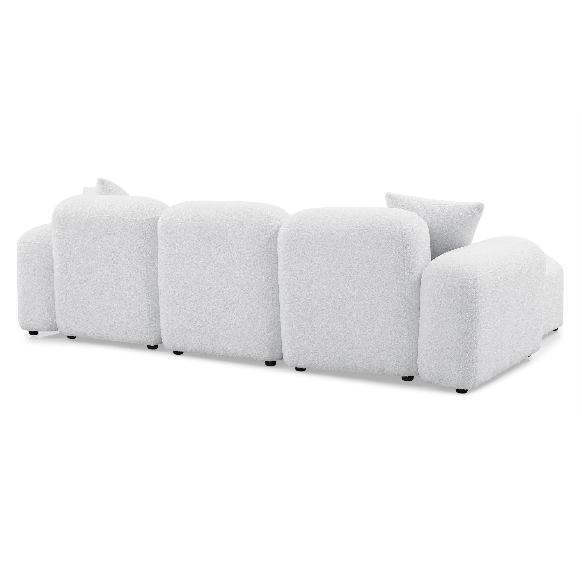 L-Shape Modular Sectional Sofa, DIY Combination,Teddy Fabric,White