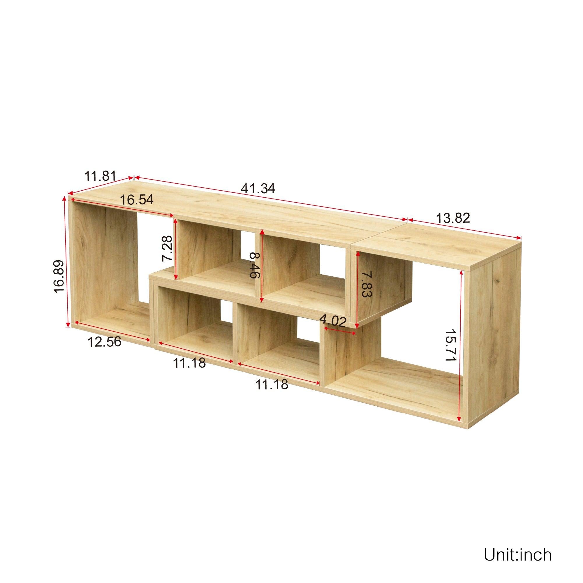 Double L-Shaped Oak TV Stand，Display Shelf ，Bookcase for Home Furniture,OAK