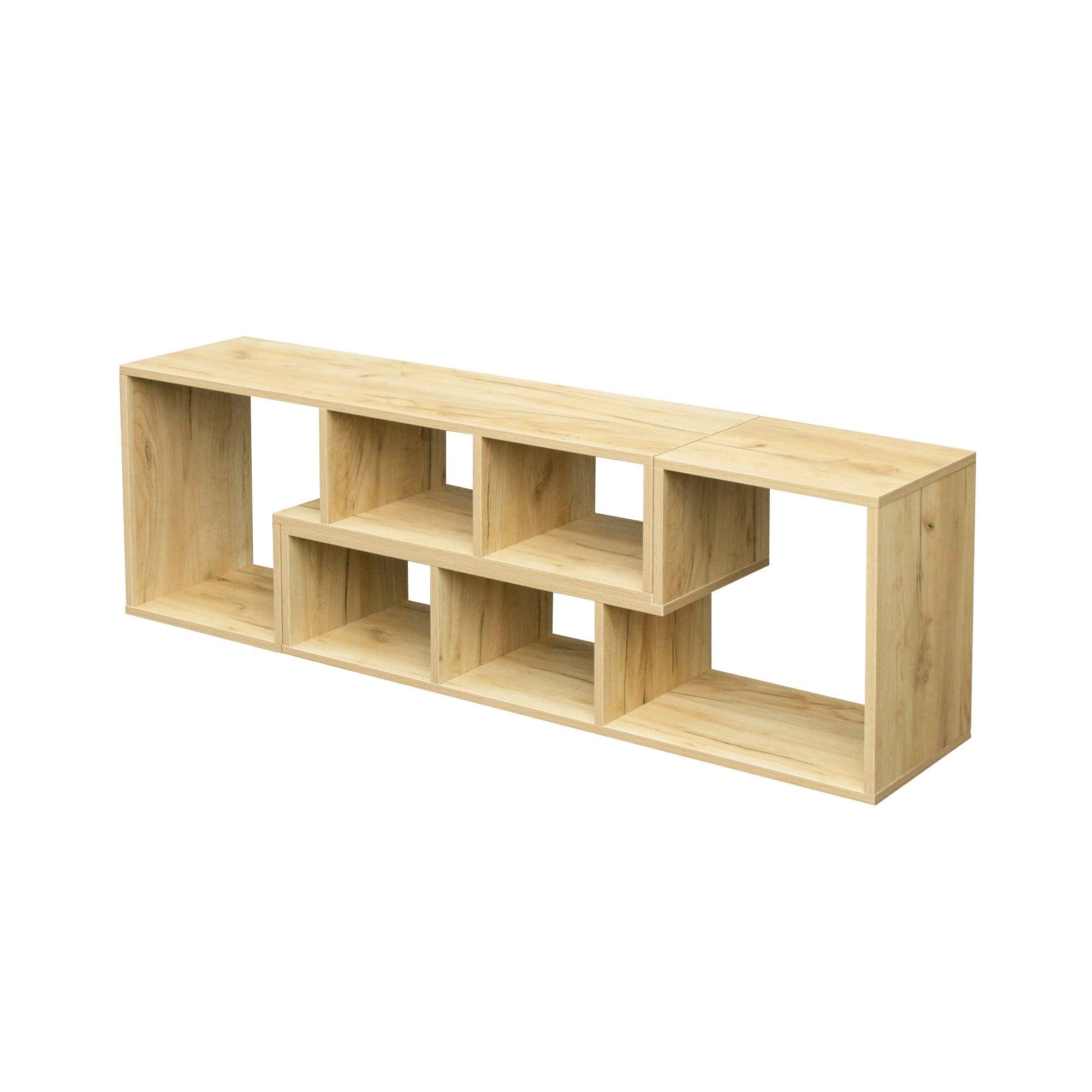 Double L-Shaped Oak TV Stand，Display Shelf ，Bookcase for Home Furniture,OAK