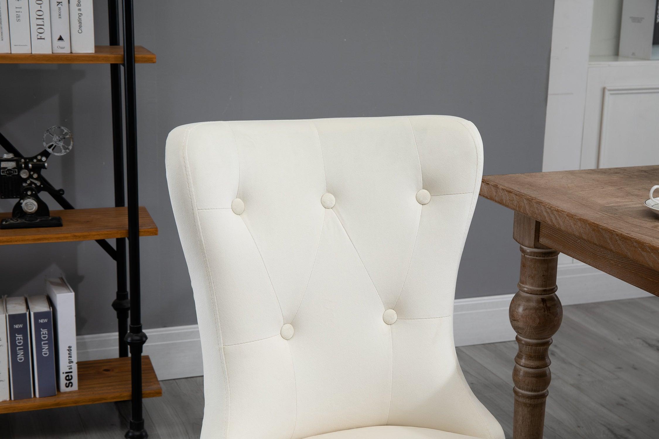 Dining Chair Tufted Armless Chair Upholstered Accent Chair,Set of 2 (Cream)