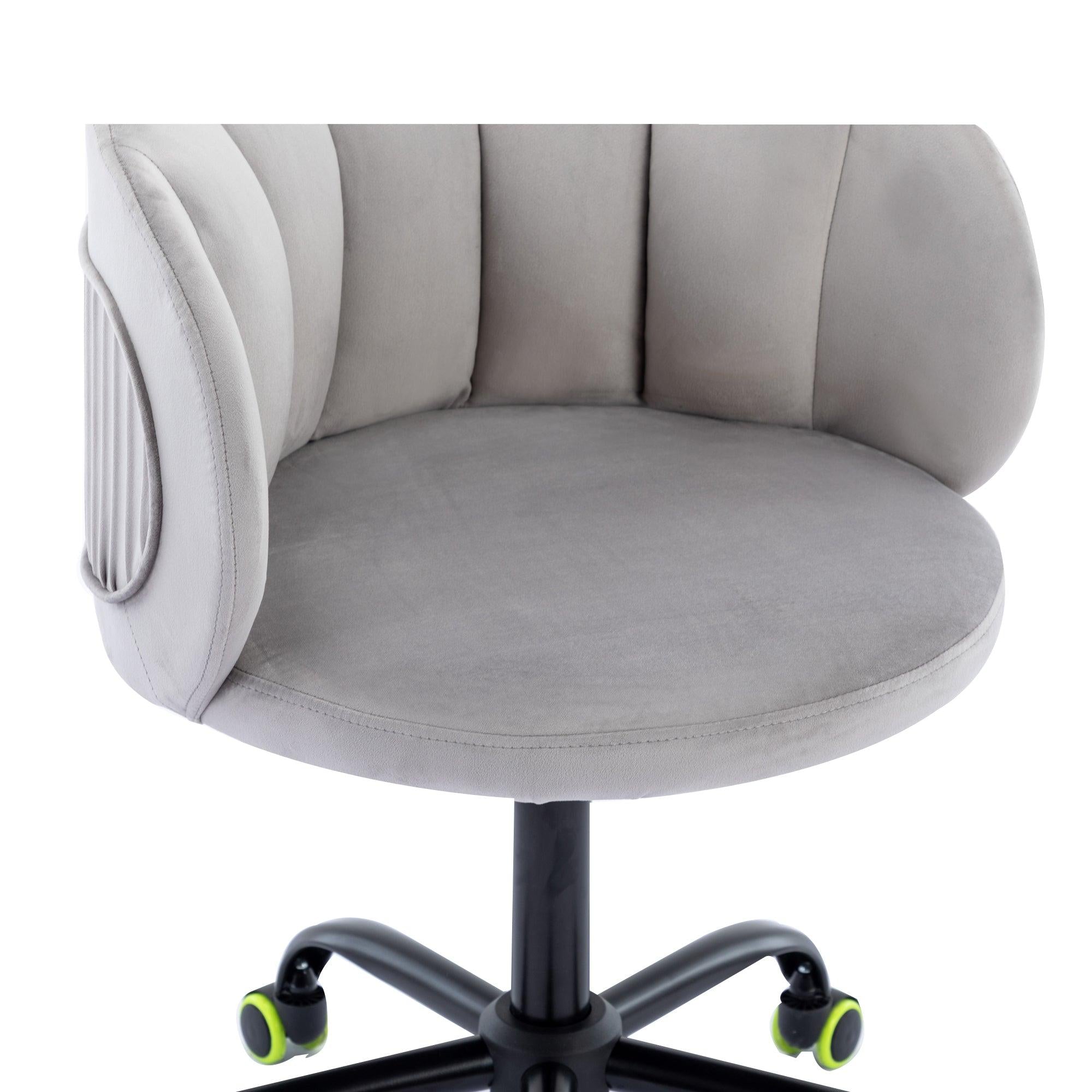 Zen Zone Velvet Leisure office chair, suitable for study and office, can adjust the height, can rotate 360 degrees, with pulley，Grey