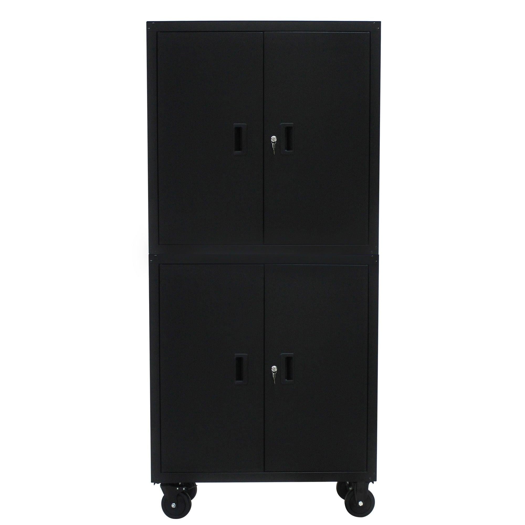 MetalStorage Cabinet with Locking Doors and One  Adjustable Shelves With 4 Wheels