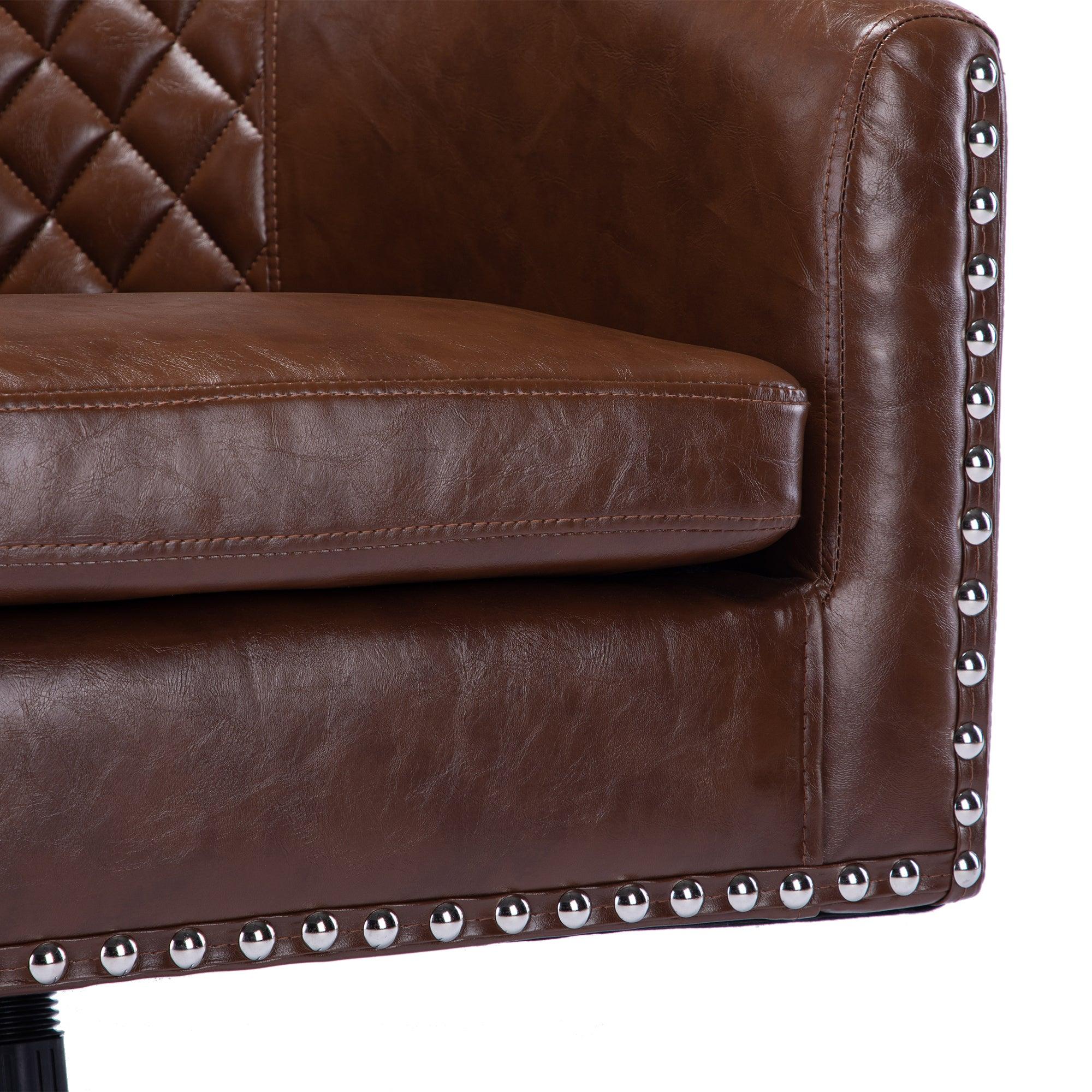 Swivel  Barrel chair living room chair with nailheads and Metal base