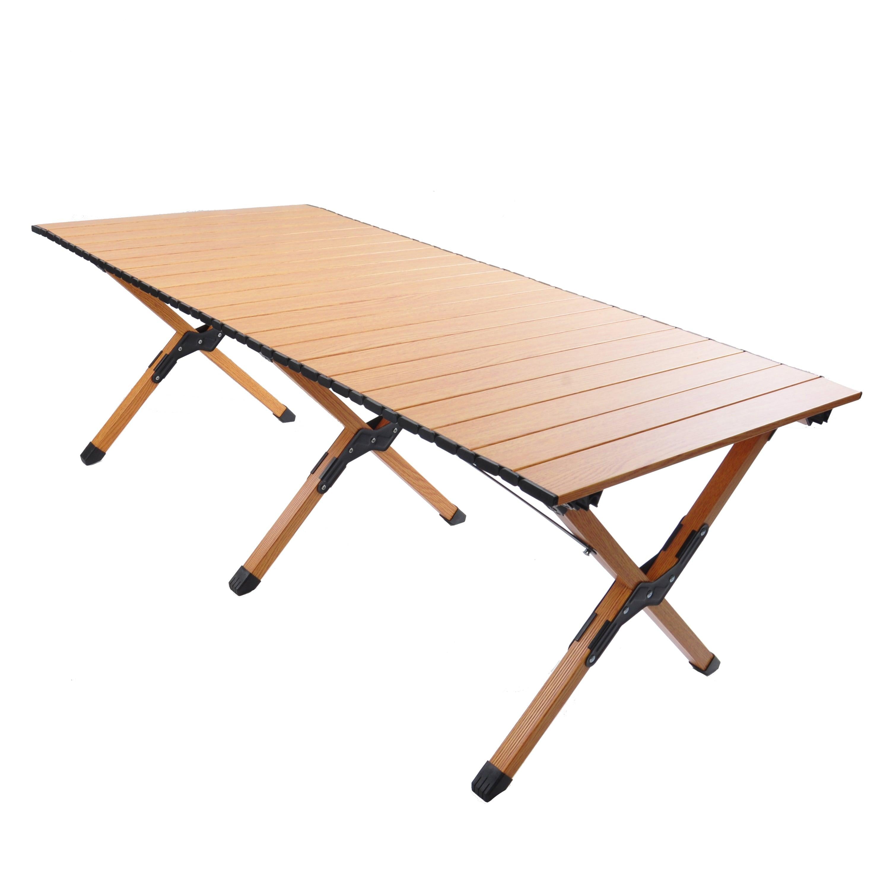 Portable picnic table, rollable aluminum alloy table top, with folding solid X-shaped frame, and handbag ZB1003MW