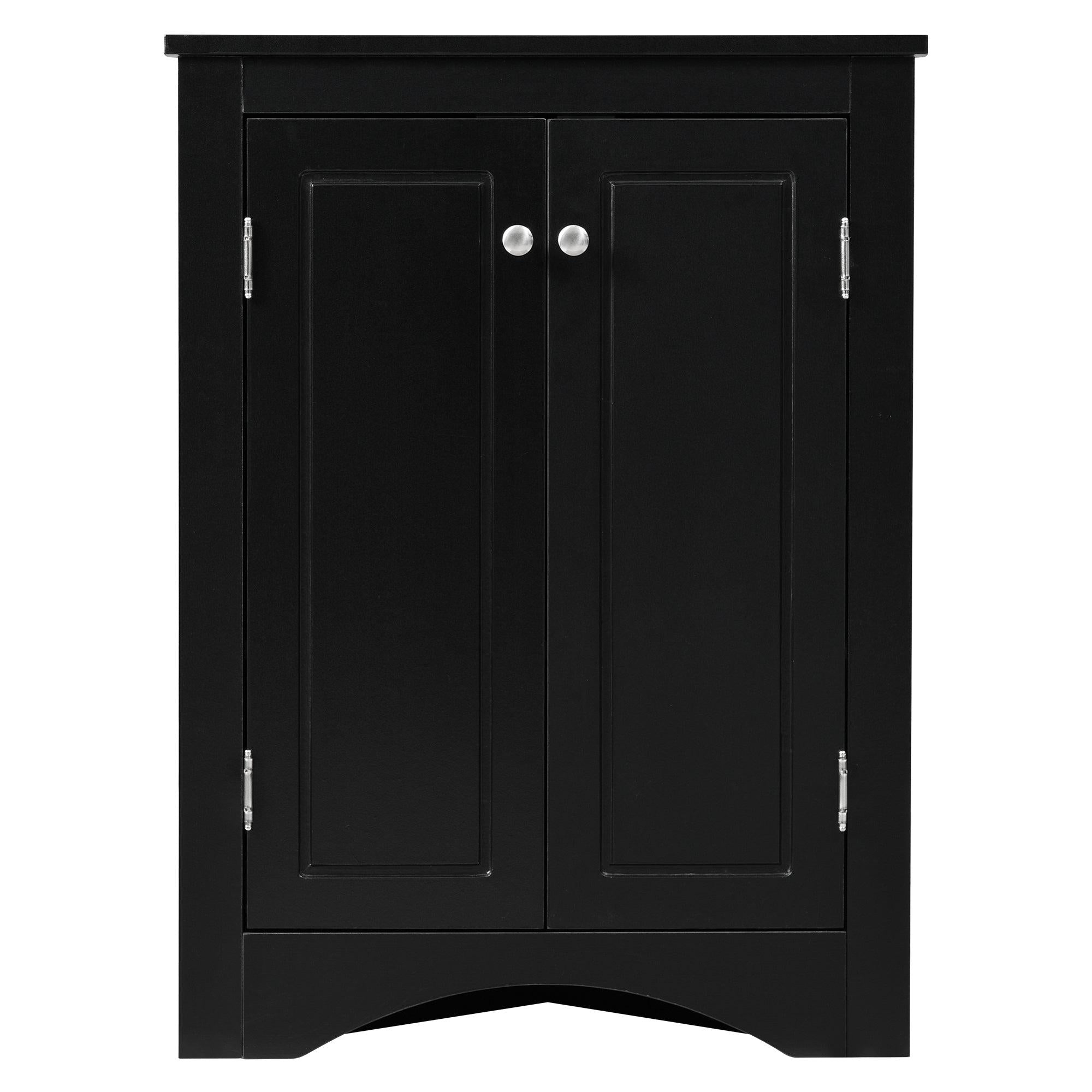 Black Triangle BathroomStorage Cabinet with Adjustable Shelves, Freestanding Floor Cabinet for Home Kitchen