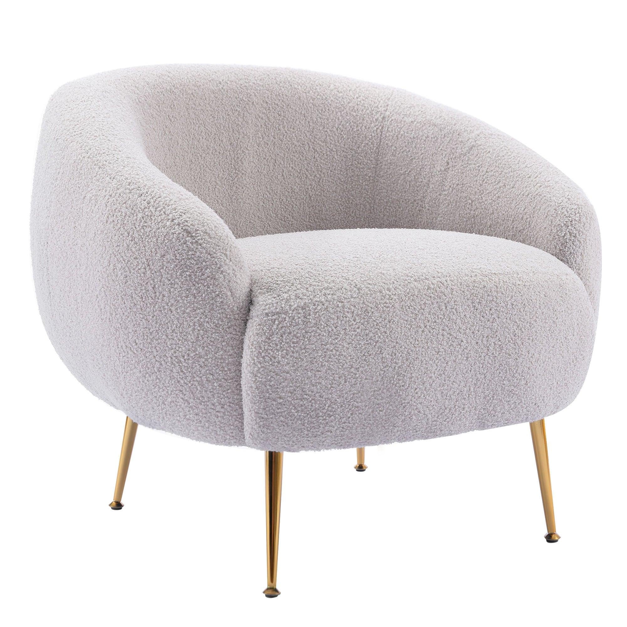 Modern Comfy Leisure Accent Chair, Teddy Short Plush Particle Velvet Armchair with Ottoman for Living Room