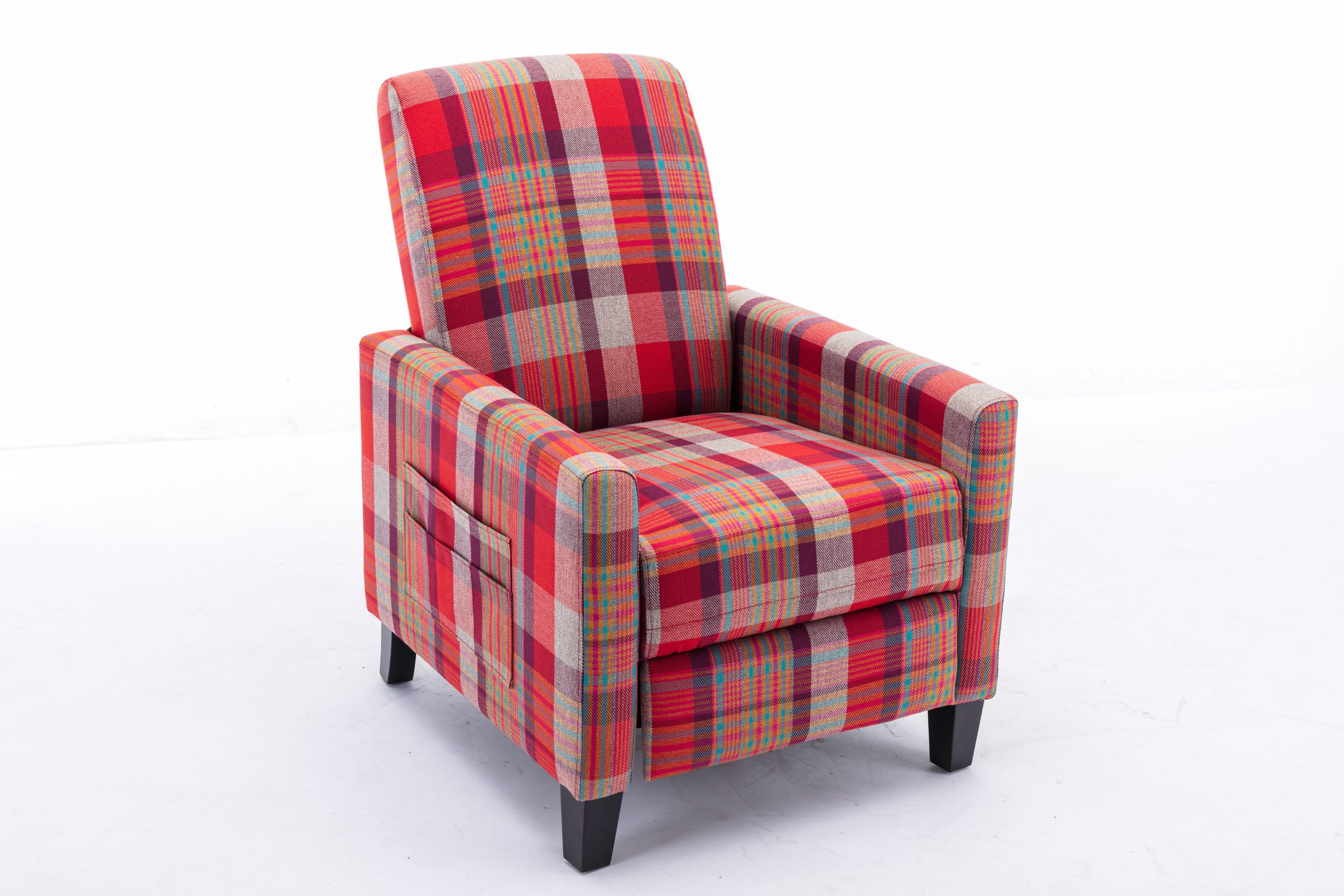 Red recline chair,The red cloth chair is convenient for home use, comfortable and the cushion is soft，Easy to adjust backrest Angle