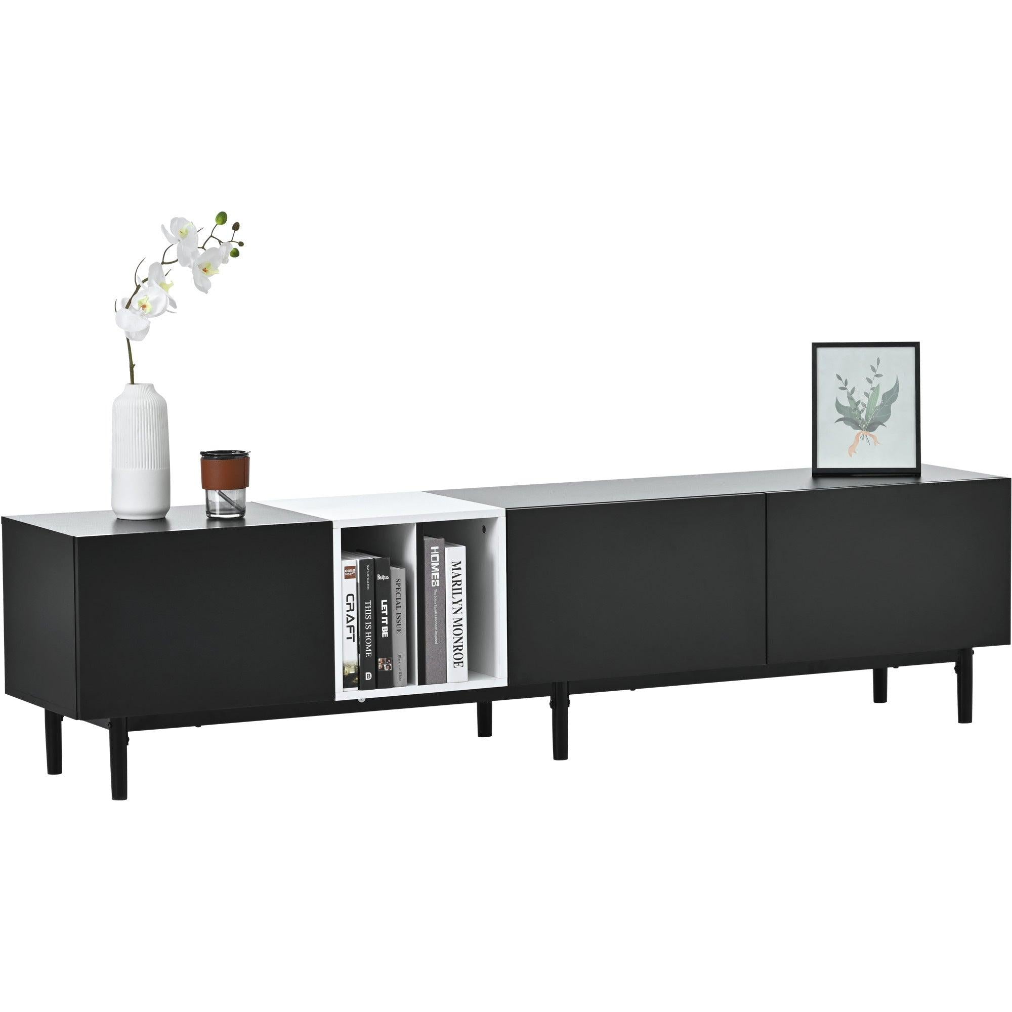 Modern TV Stand for 80’’ TV with 3 Doors, Media Console Table, Entertainment Center with LargeStorage Cabinet for Living Room, Bedroom