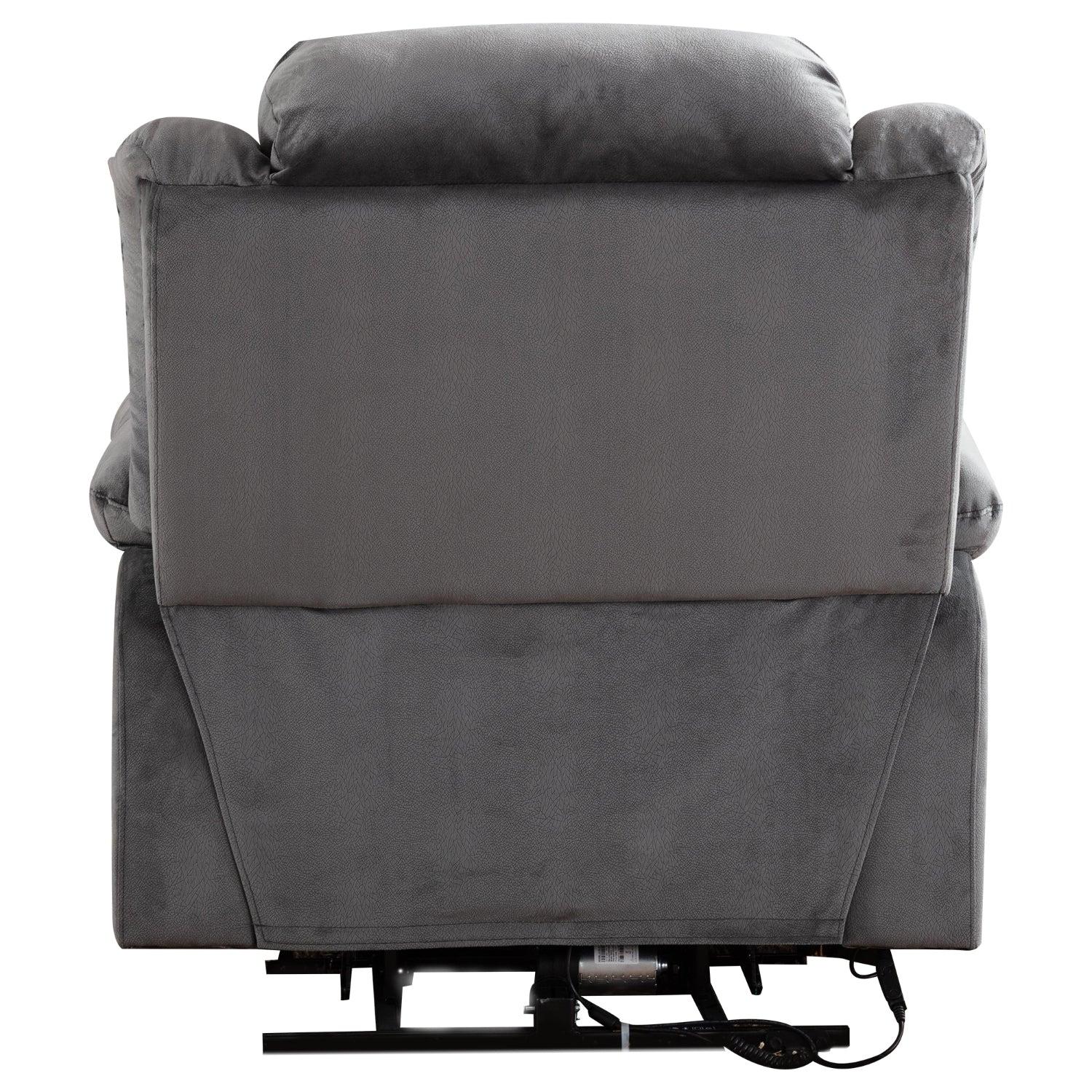 Power Massage Lift Recliner Chair with Heat & Vibration for Elderly, Heavy Duty and Safety Motion Reclining Mechanism - Antiskid Fabric Sofa Contempoary Overstuffed Design (Grey)