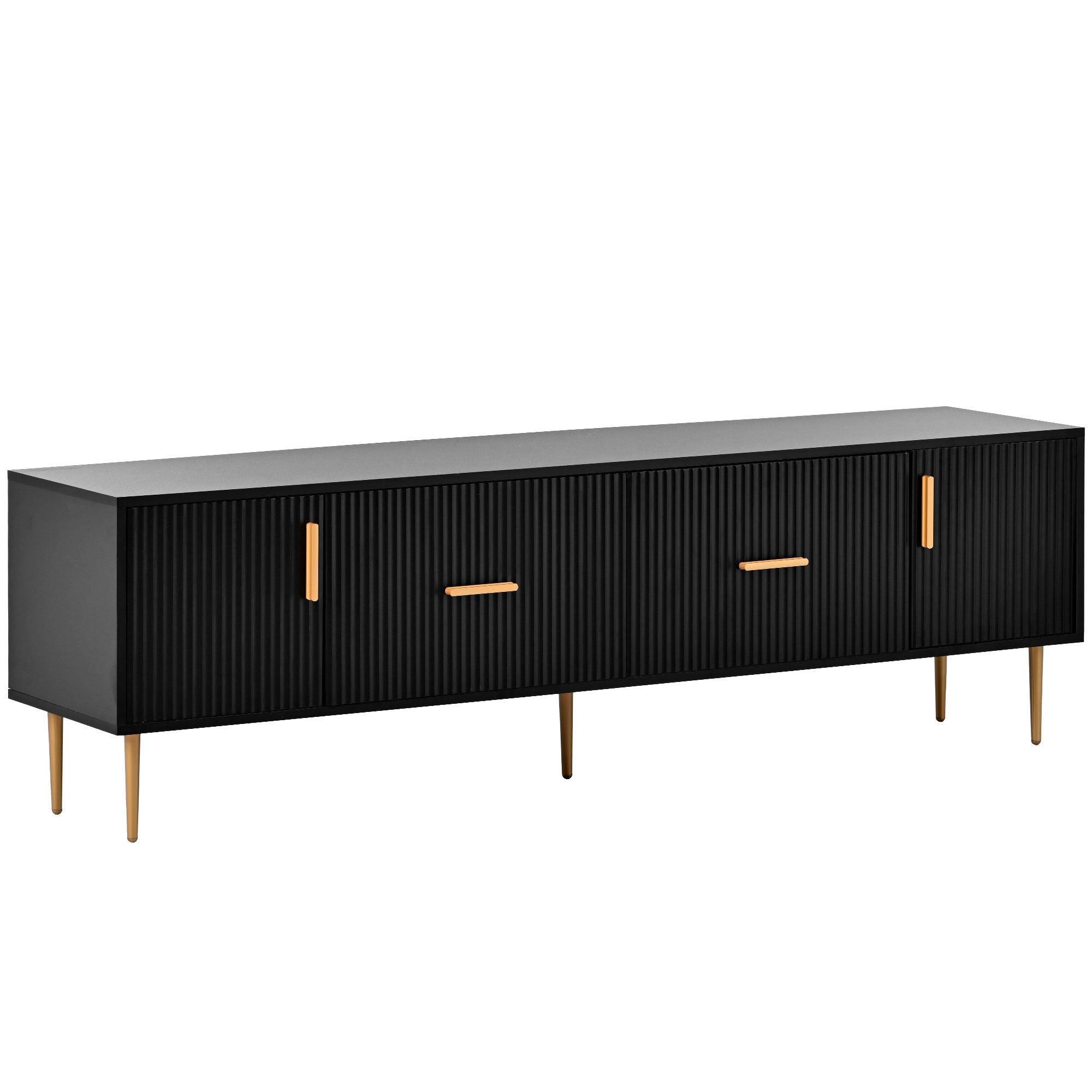 Modern TV Stand with 5 Champagne Legs - Durable, Stylish and Spacious，TVS Up to 75''