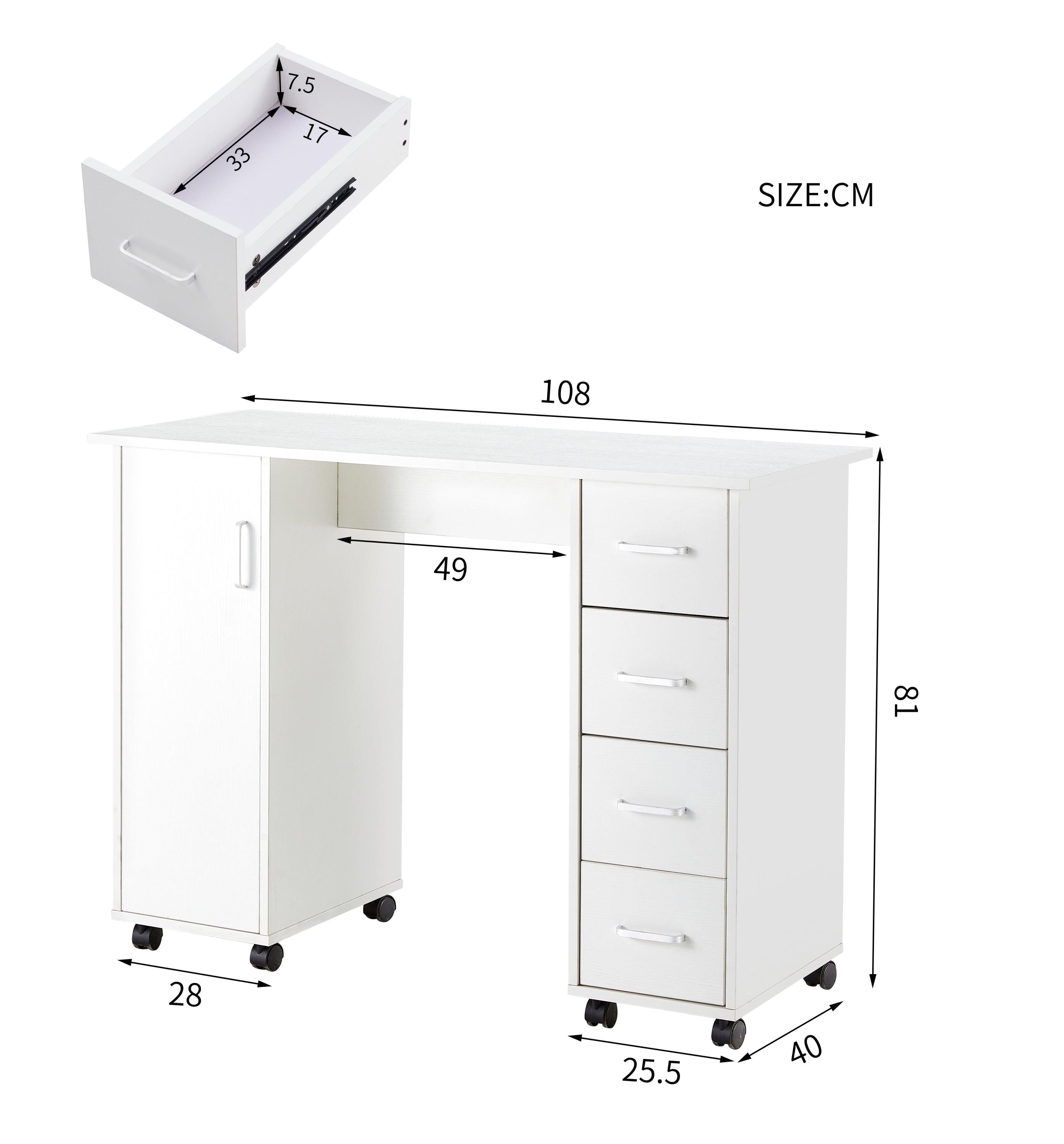 Home Office Computer Desk Table with Drawers White 41.73‘’L 17.72''W 31.5''H