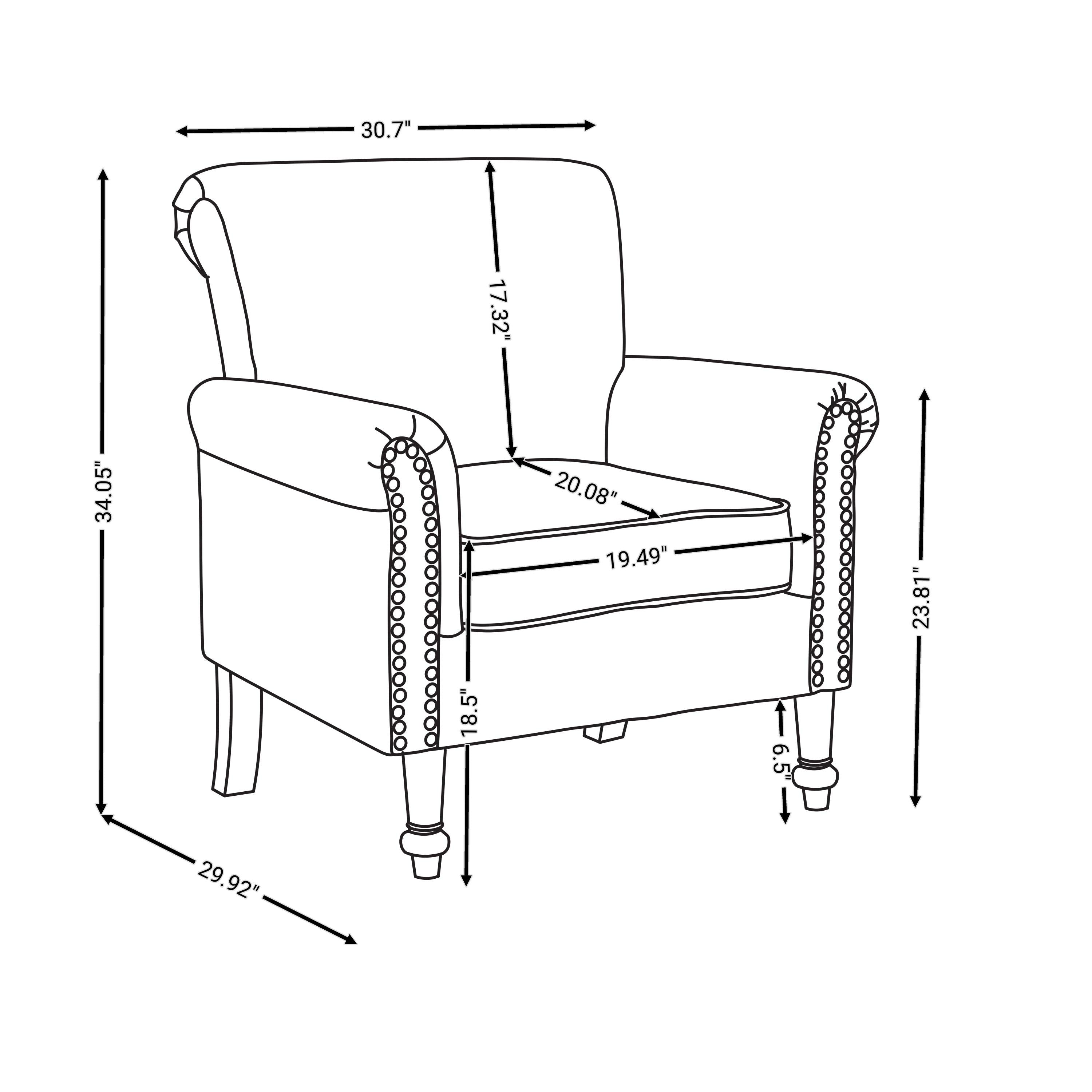 Mid-CenturyModern Accent Chair, Linen Armchair w/Tufted Back/Wood Legs, Upholstered Lounge Arm Chair Single Sofa for Living Room Bedroom, Beige