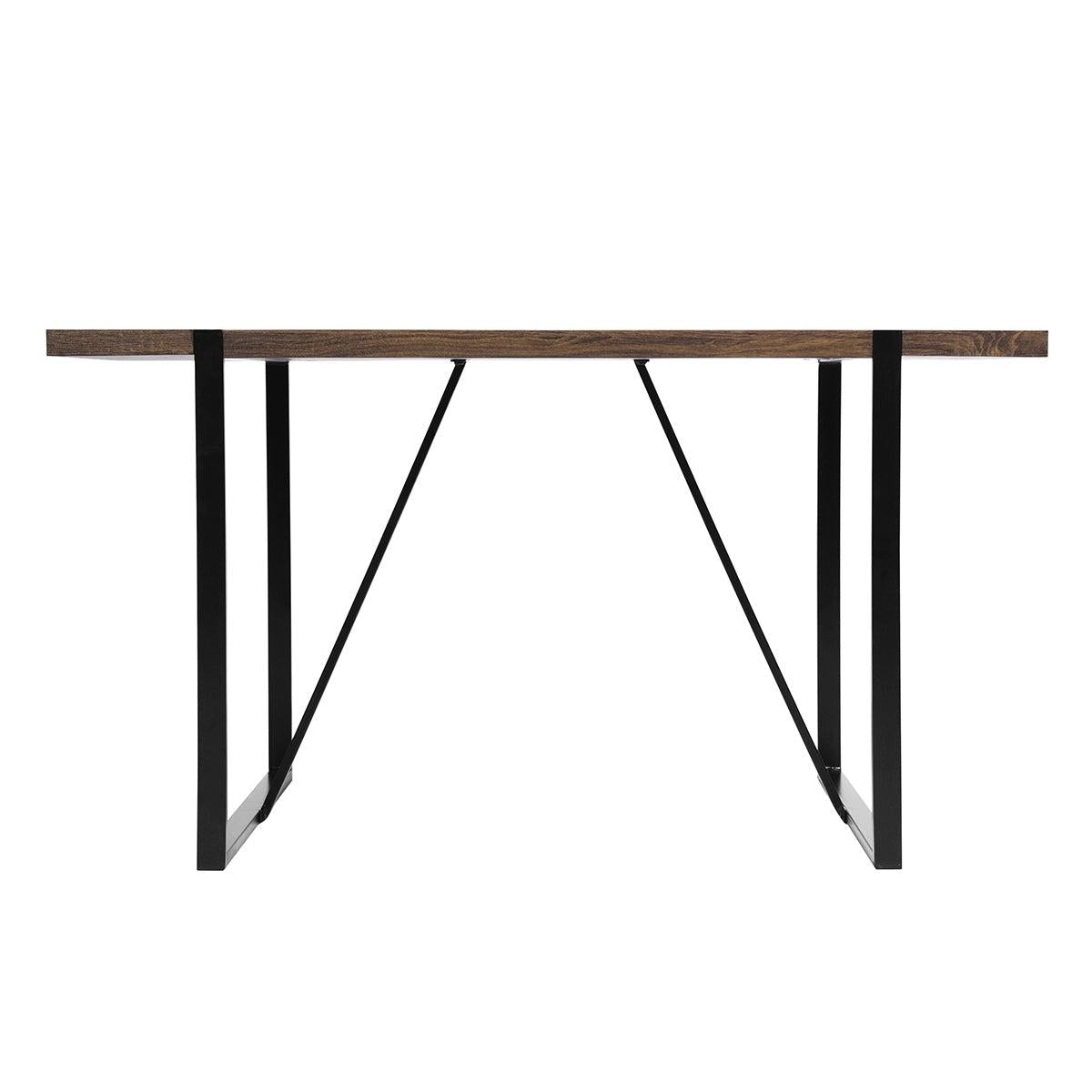 55.1"W x 31.5"D x 29.9"H Industrial Rectangular Dining Table, Walnut & Black