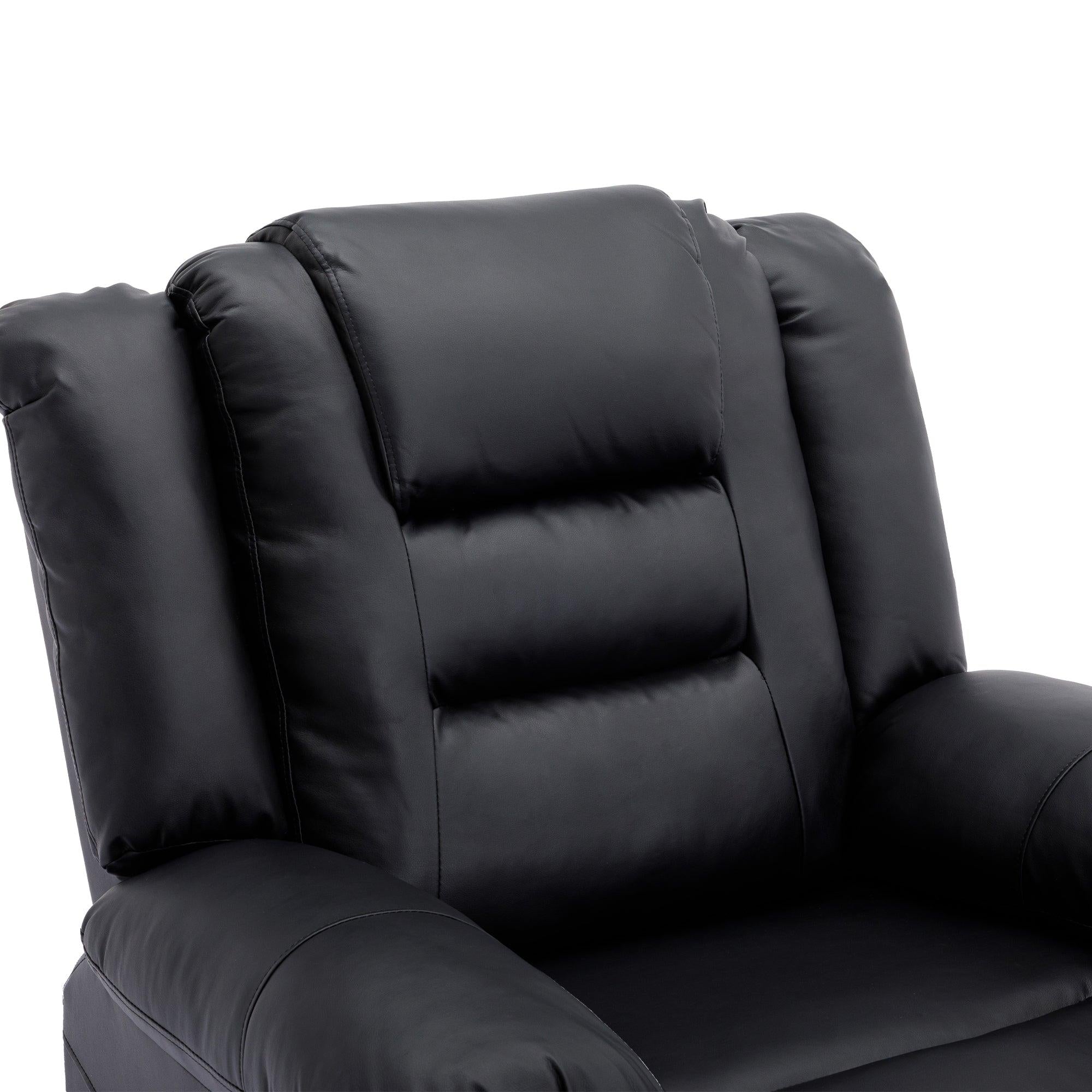 360° Swivel Rocker Recliner,Home Theater Seating Manual Recliner, PU Leather Reclining Chair for Living Room,Black