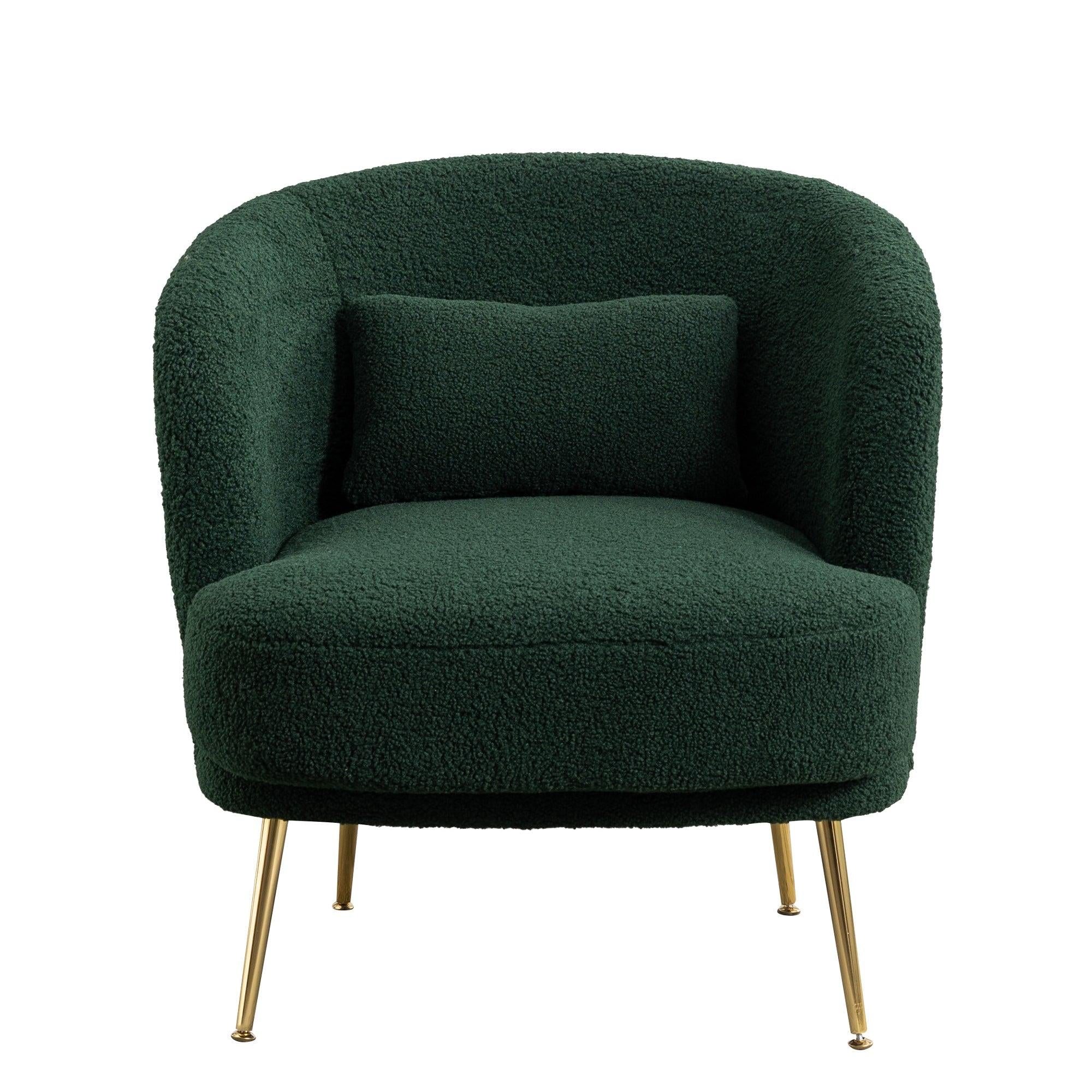 30.32"W Accent Chair Upholstered Curved Backrest Reading Chair Single Sofa Leisure Club Chair with Golden Adjustable Legs For Living Room Bedroom Dorm Room (Green Boucle)