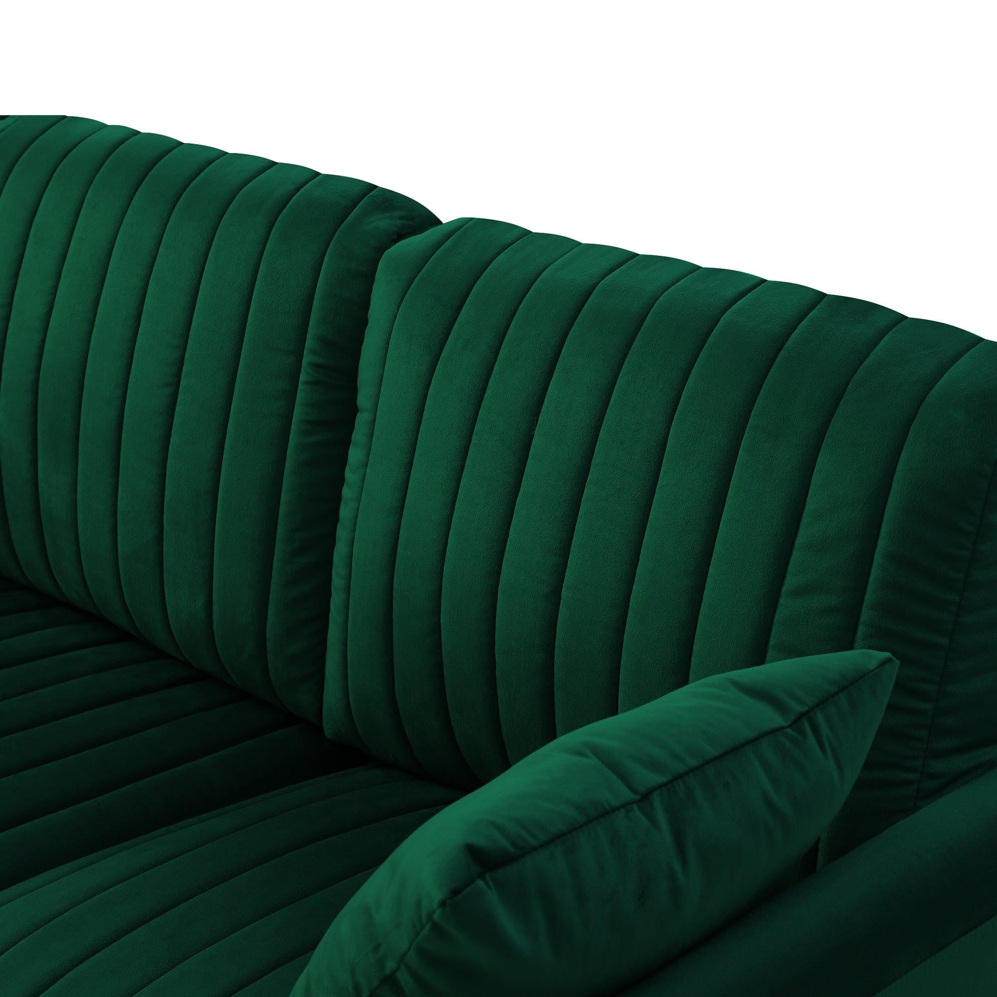 The green sofa without armrests is not sold separately and needs to be combined with other parts or multiple seats.