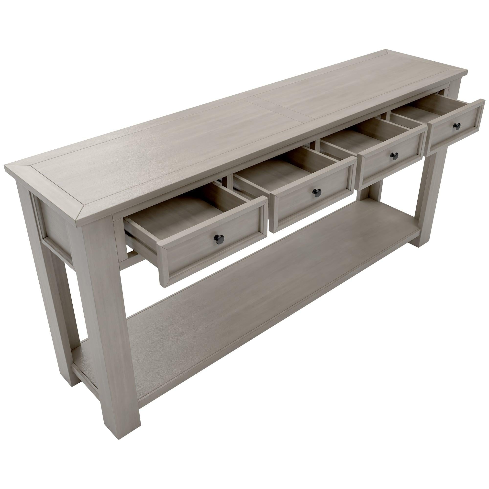 Console Table/Sofa Table withStorage Drawers and Bottom Shelf for Entryway Hallway (Gray Wash)