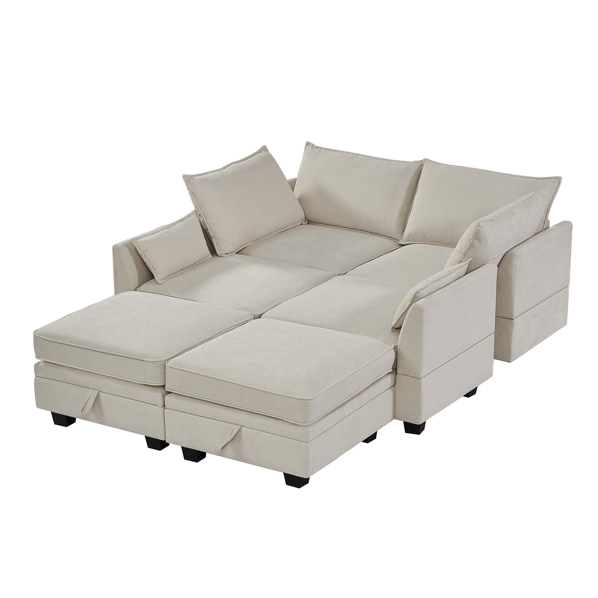 Modern Large U-Shape Modular Sectional Sofa,  Convertible Sofa Bed with Reversible Chaise for Living Room,Storage Seat