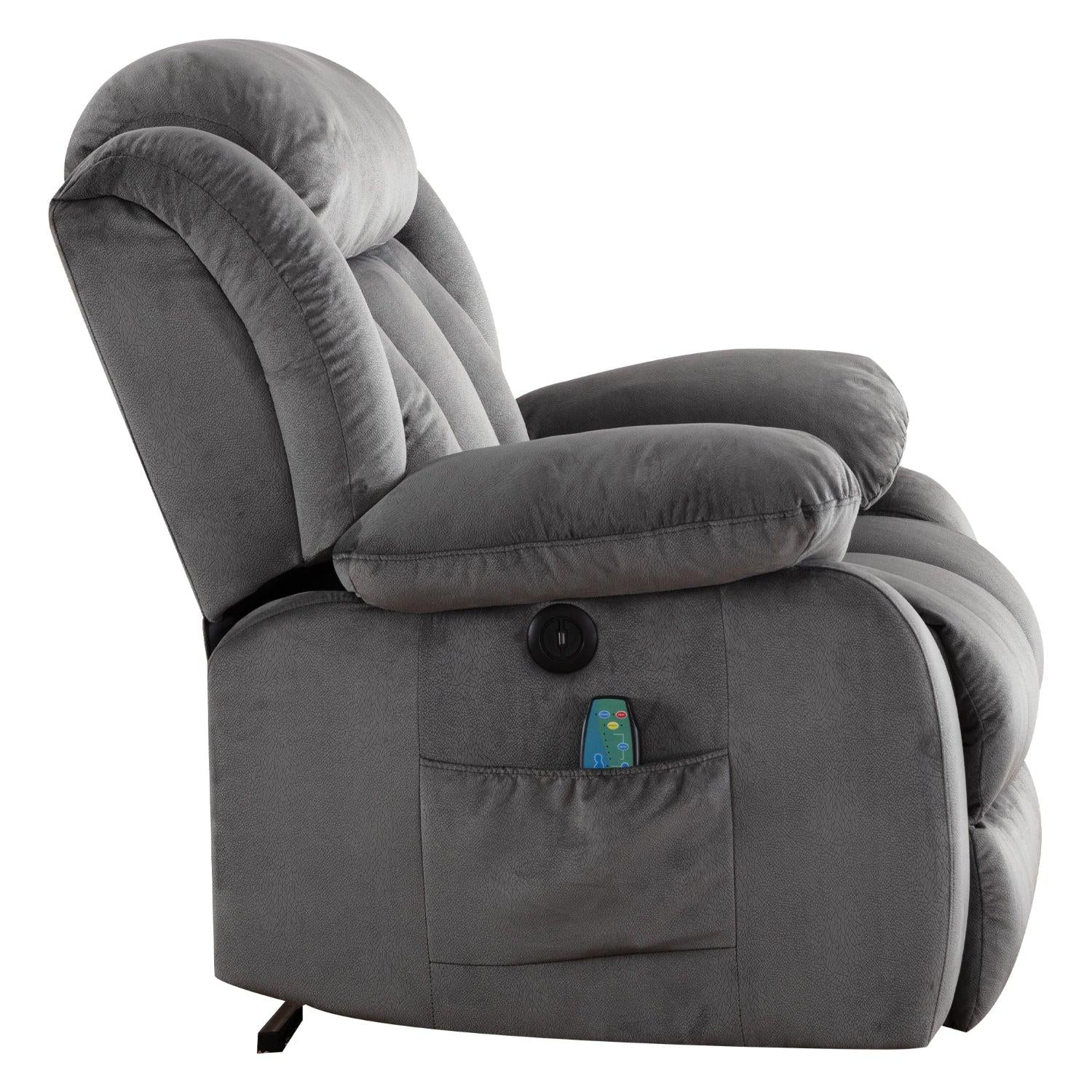 Power Massage Lift Recliner Chair with Heat & Vibration for Elderly, Heavy Duty and Safety Motion Reclining Mechanism - Antiskid Fabric Sofa Contempoary Overstuffed Design (Grey)