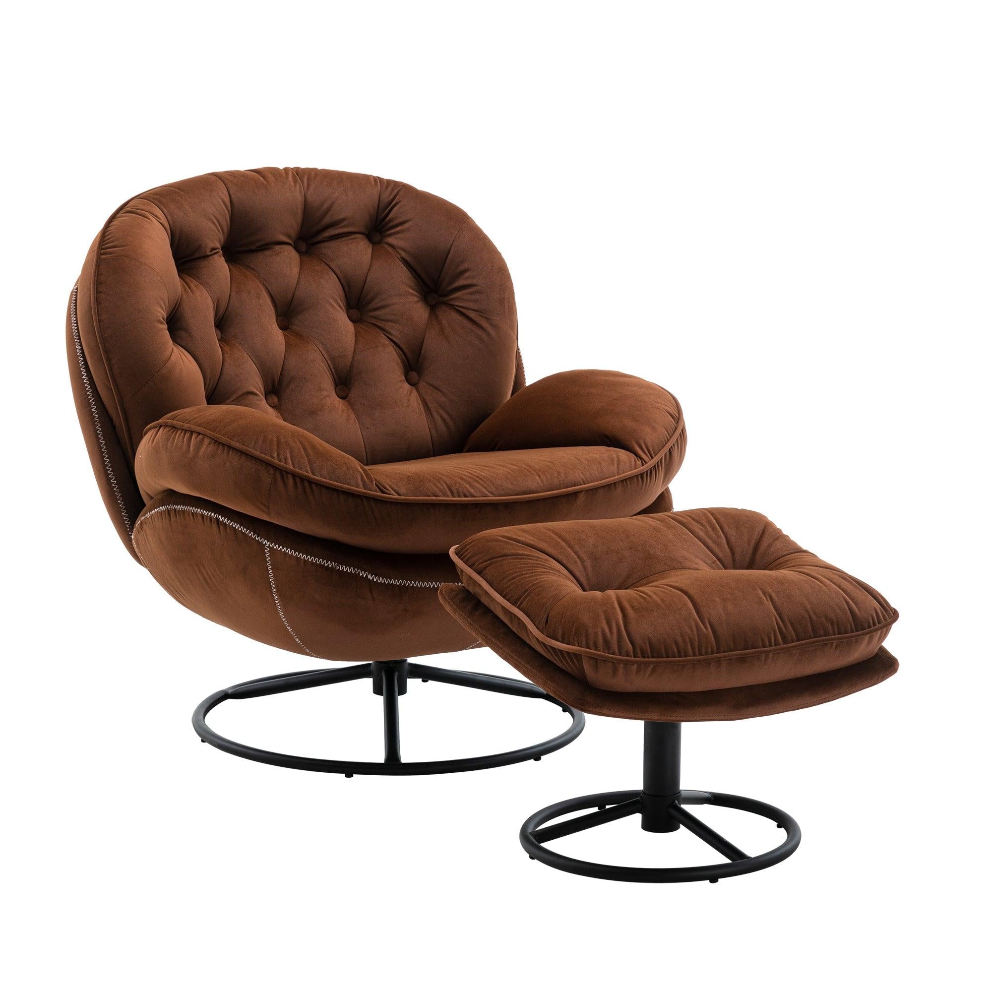 Accent chair  TV Chair  Living room Chair  with Ottoman-BROWN