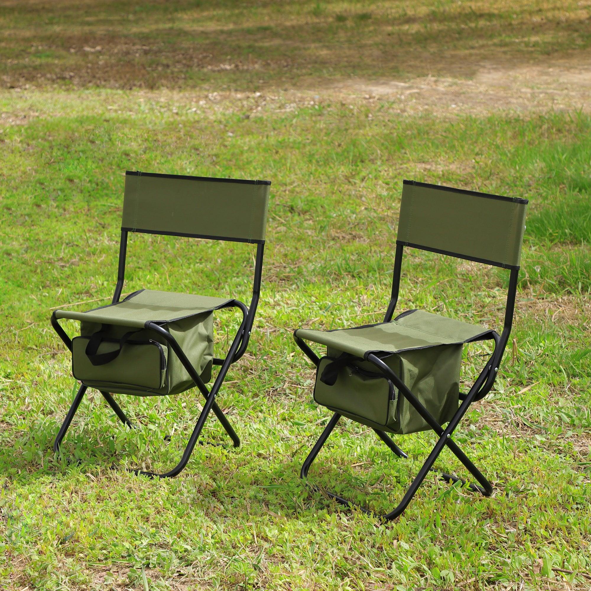 Set of 3, Folding Outdoor Table and Chair Set for Indoor, Outdoor Camping, Picnics, Beach,Backyard, BBQ, Party, Patio, Black/Green