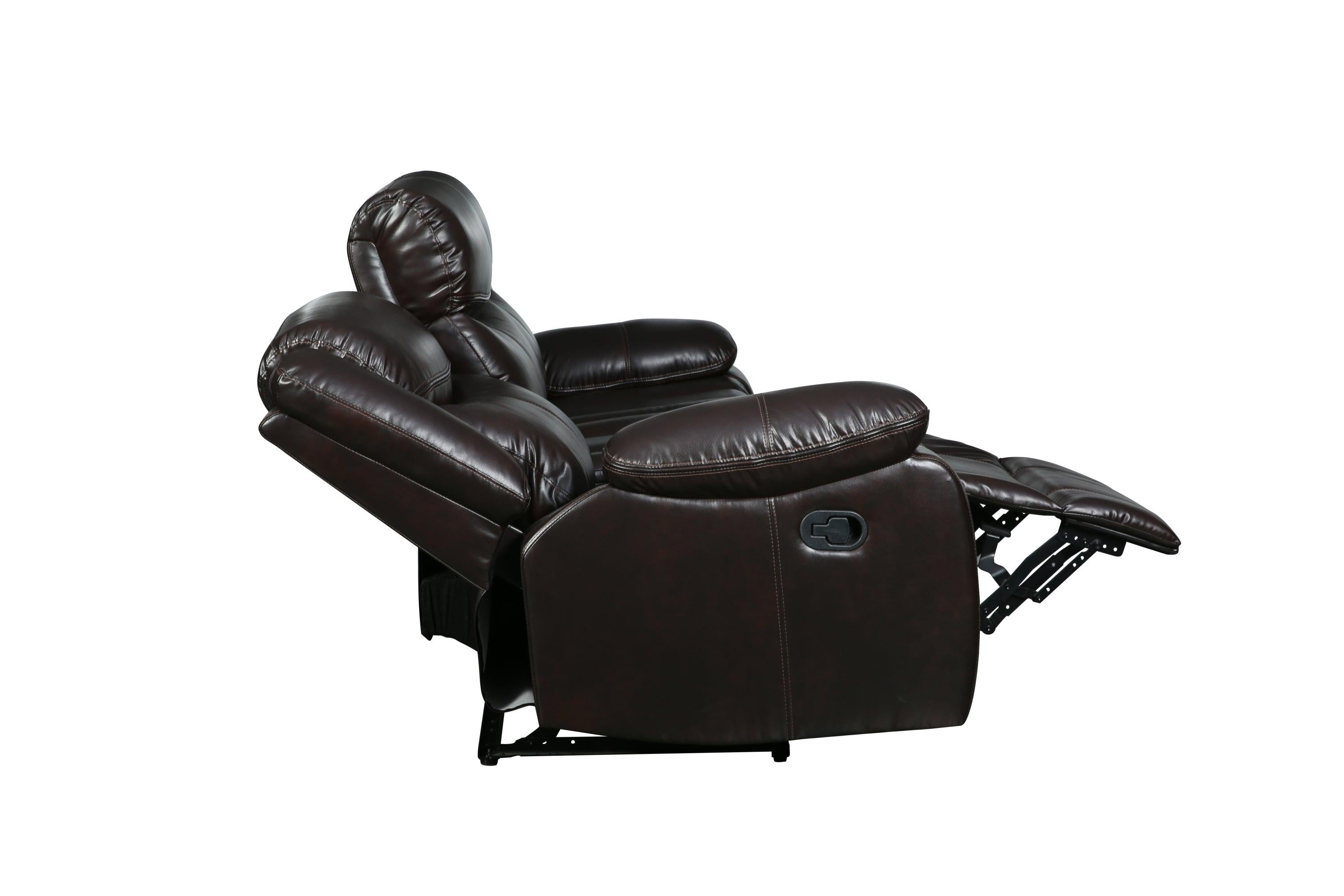 Global United Transitional Leather-Air Reclining Sofa