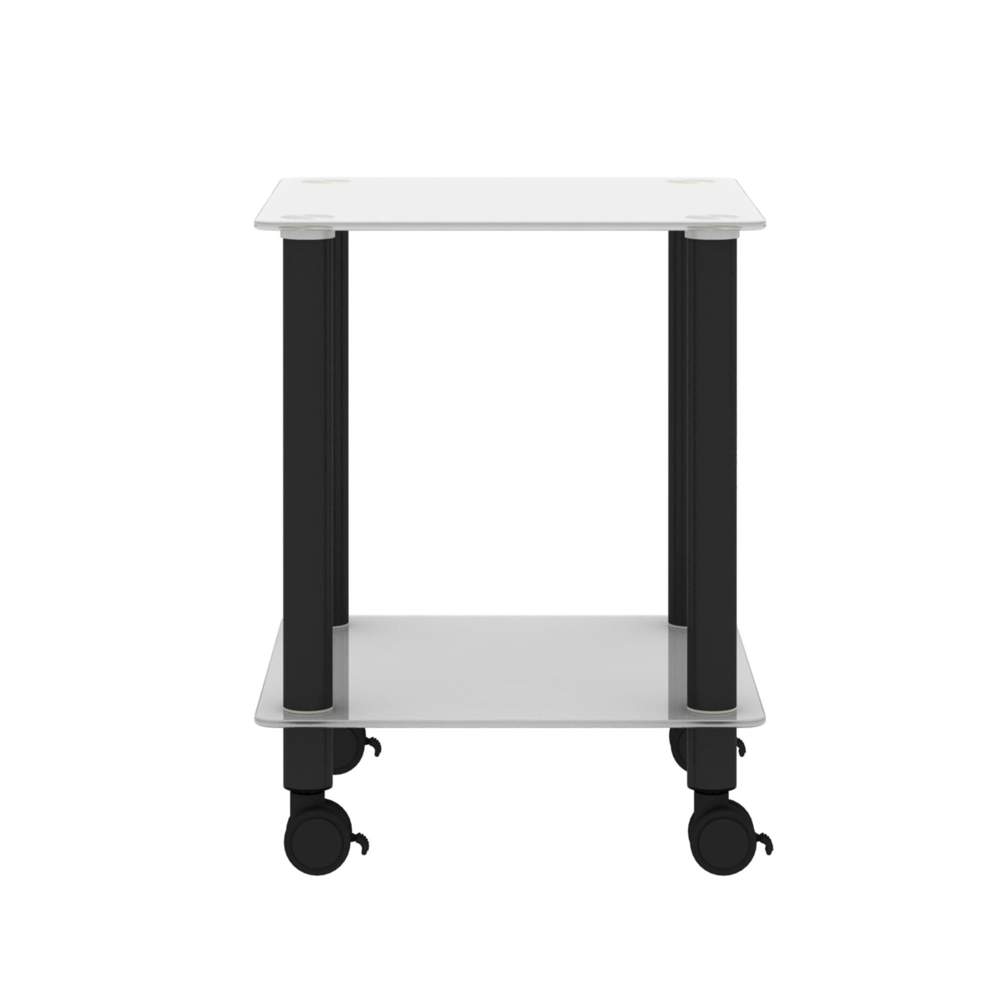 1-Piece White+Black Side Table , 2-Tier Space End Table ,Modern Night Stand, Sofa table, Side Table withStorage Shelve