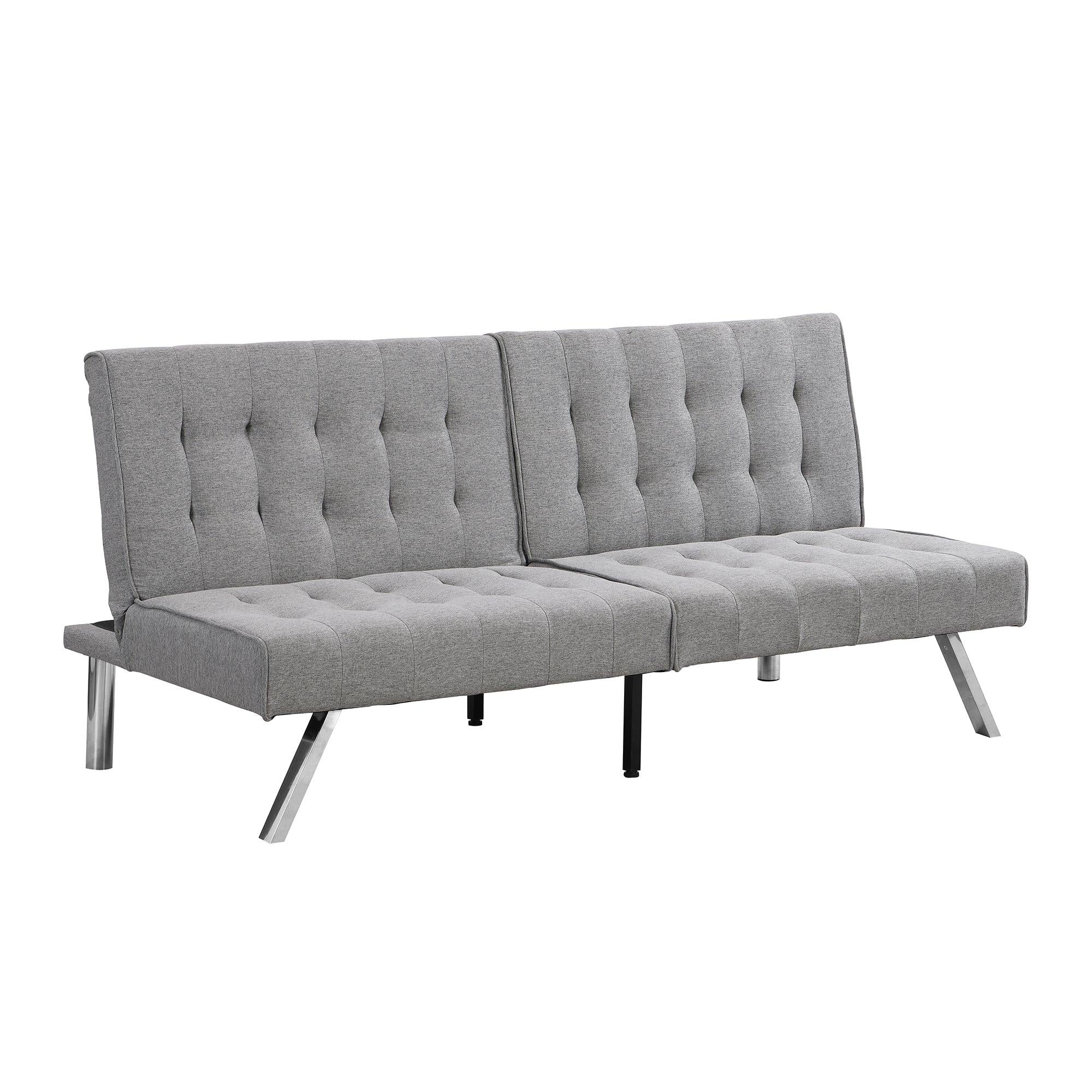 WOOD FRAME, STAINLESS LEG, FUTON, SOFA BED GREY