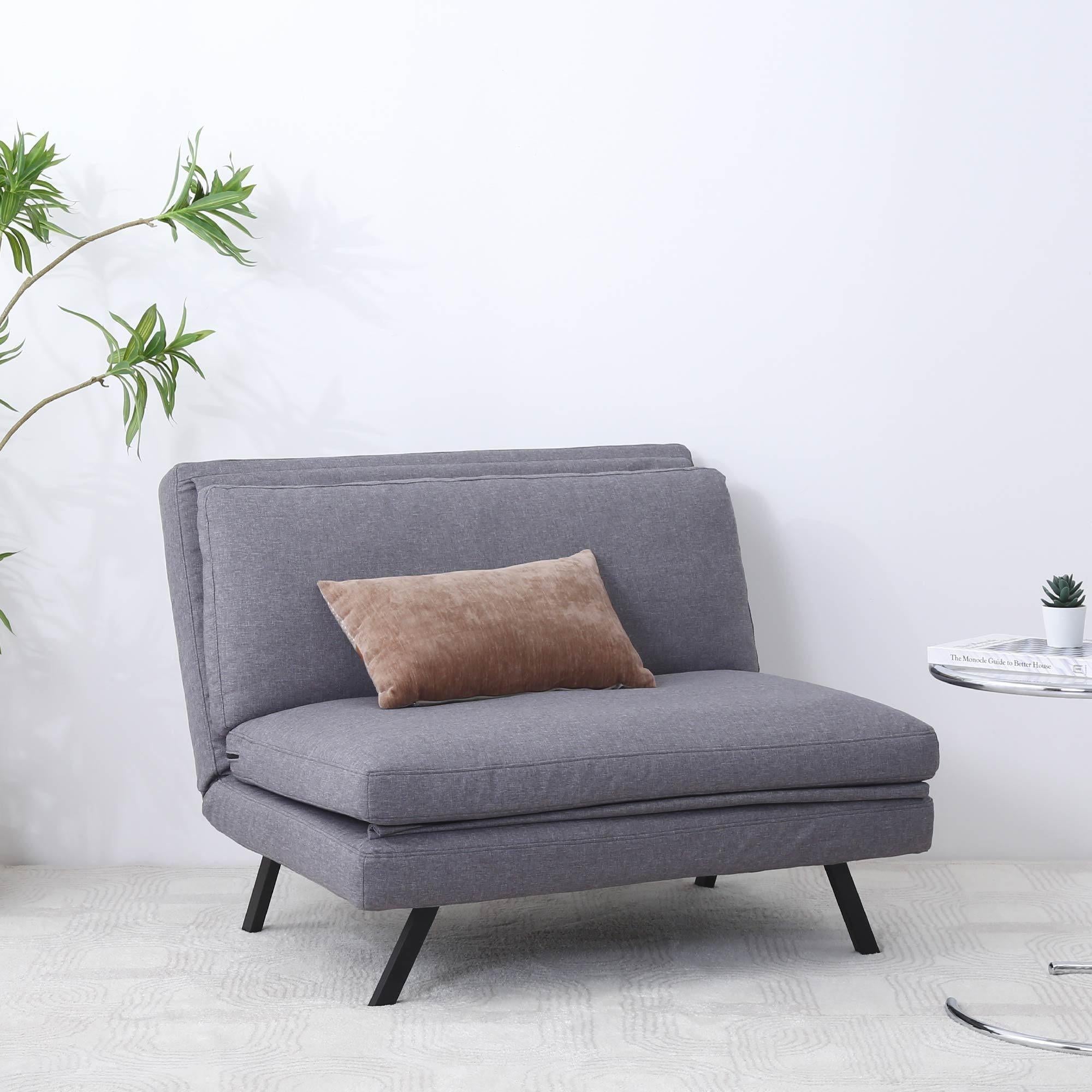 Sofa Bed/Lazy Floor Chair, 5 Position, Adjustable Backrest, Polyester, Light Grey image