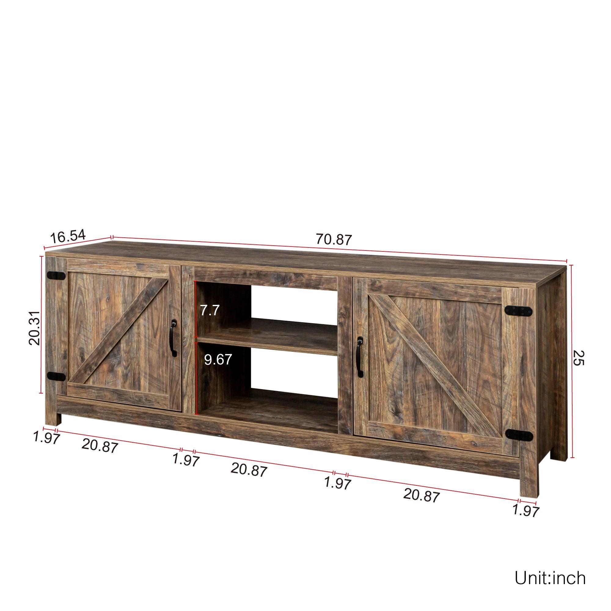 Farmhouse TV Stand,  Wood Entertainment Center Media Console withStorage