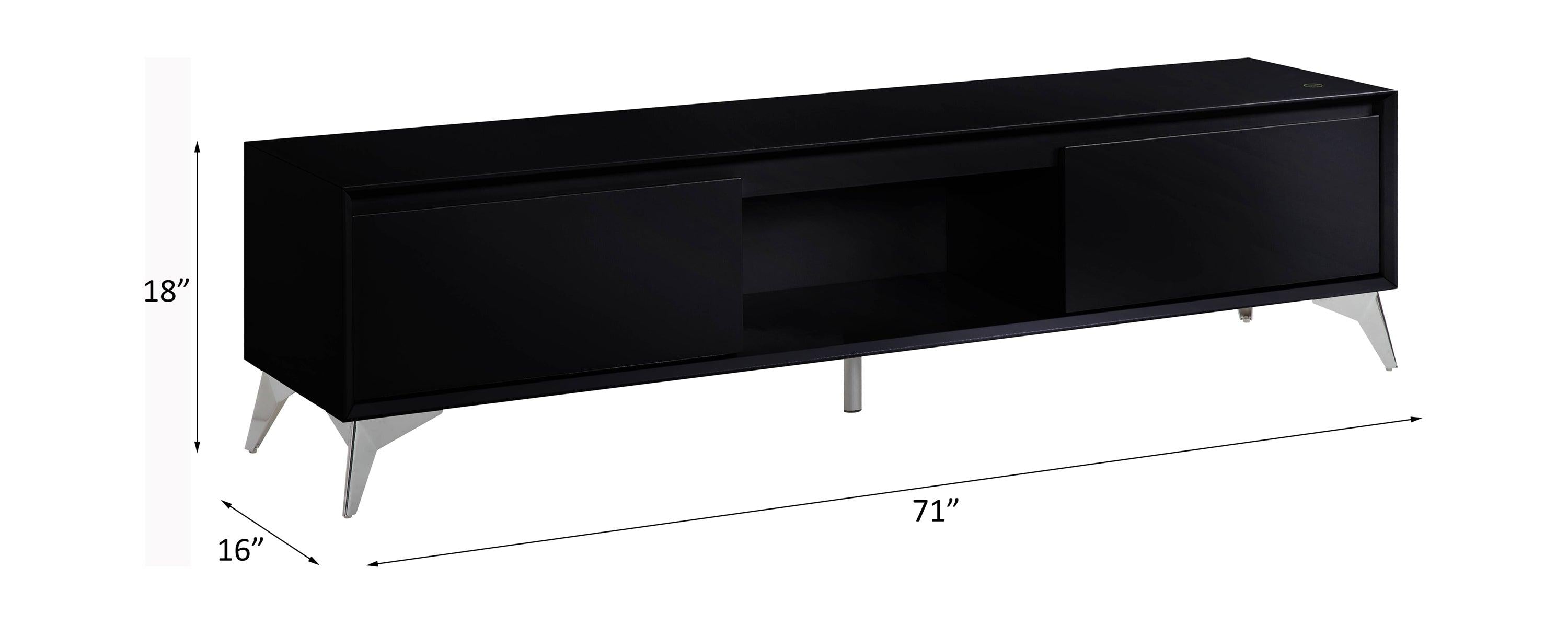 ACME Raceloma TV stand , LED, Black & Chrome Finish 91994