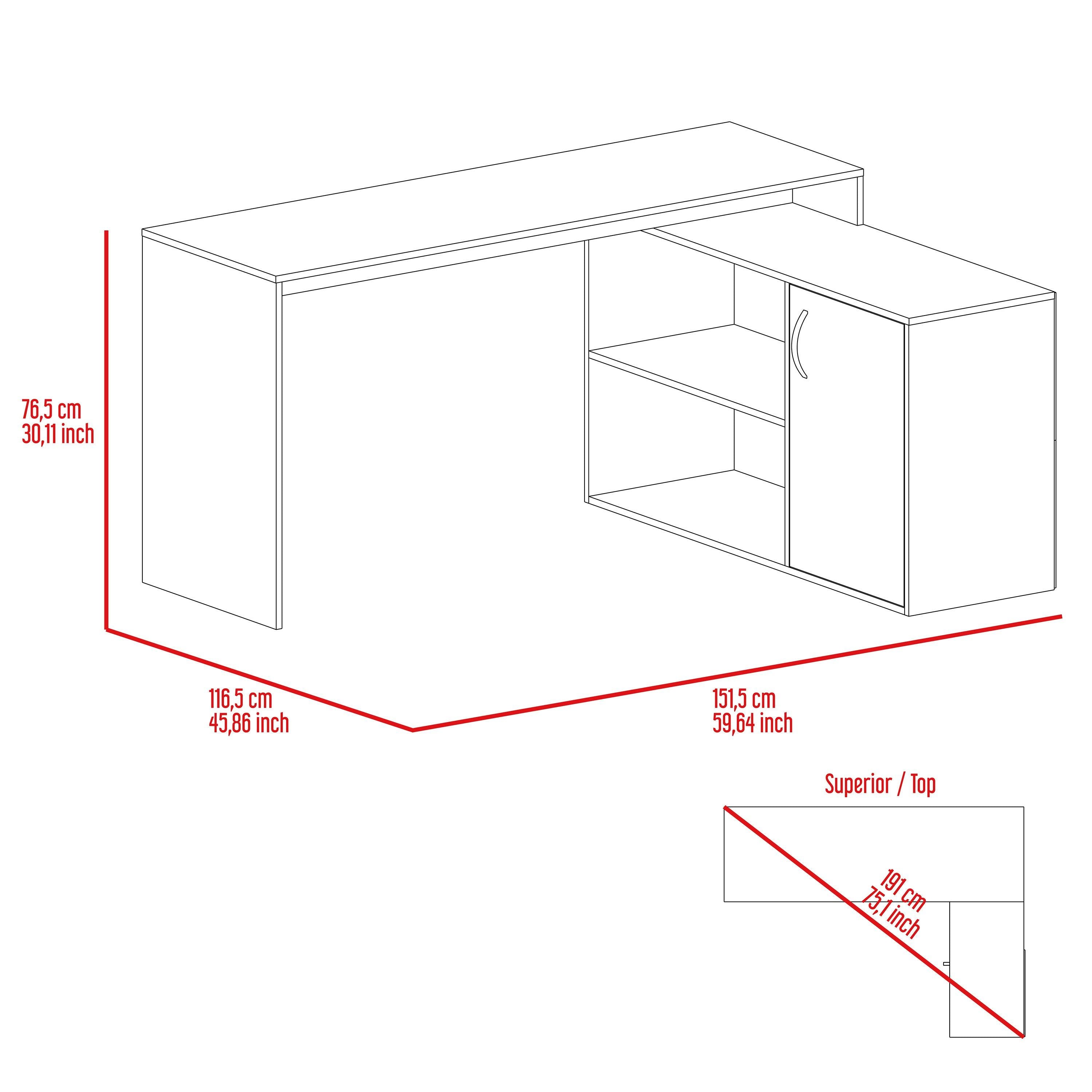 Lyncliff 1-Drawer 2-Shelf L-Shaped Office Desk Smokey Oak