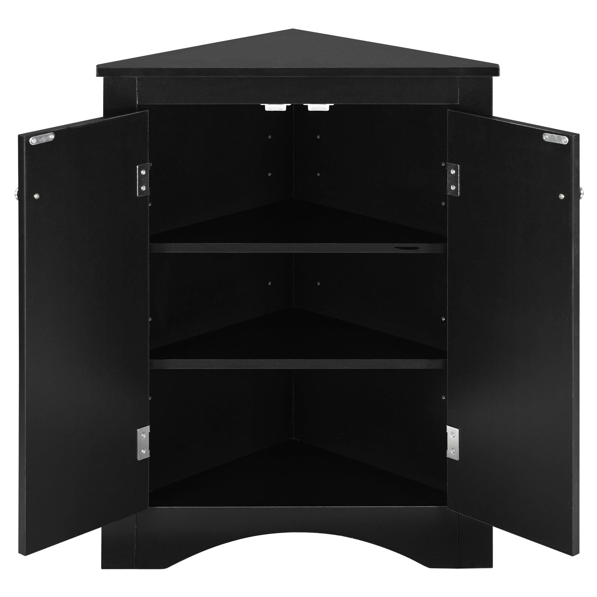 Black Triangle BathroomStorage Cabinet with Adjustable Shelves, Freestanding Floor Cabinet for Home Kitchen