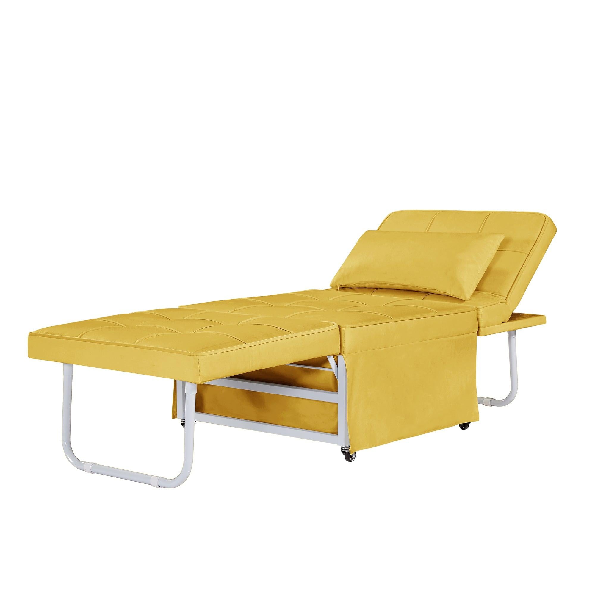 Velvet Folding Sofa Bed Sleeper Chair with Adjustable Backrest .